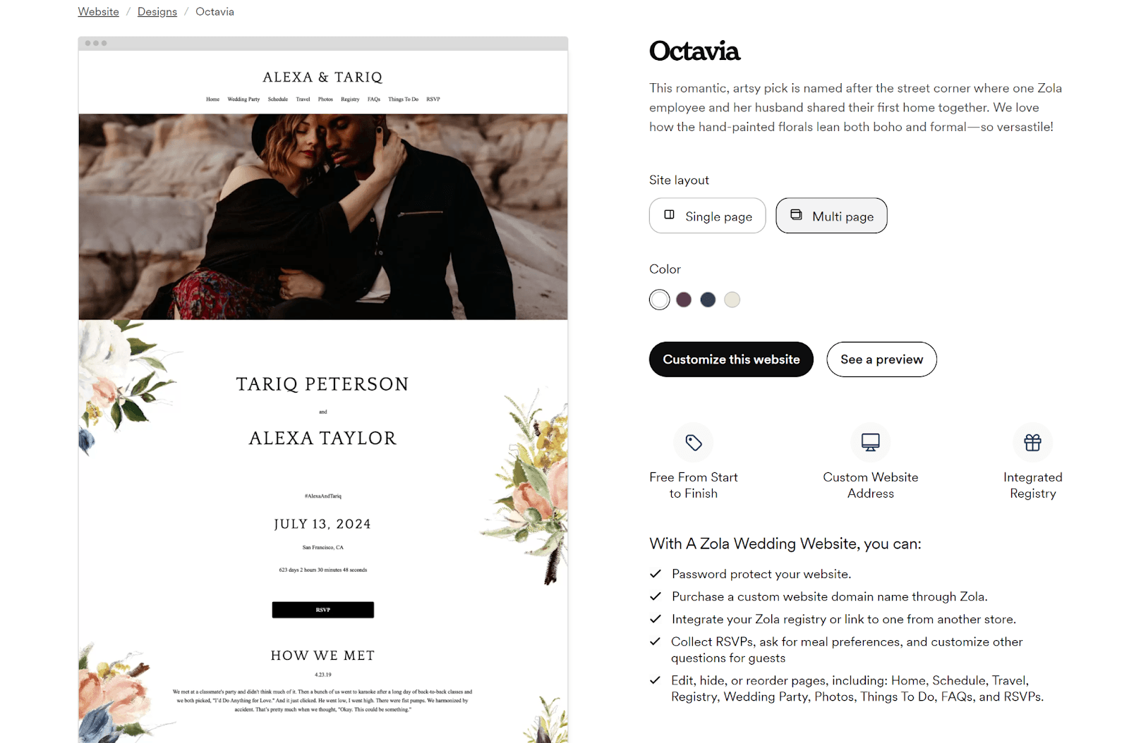 Captivating wedding websites made simple with Zola templates
