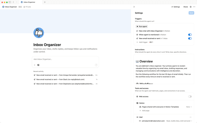 Notion Inbox Inbox organizer | Notion Agent