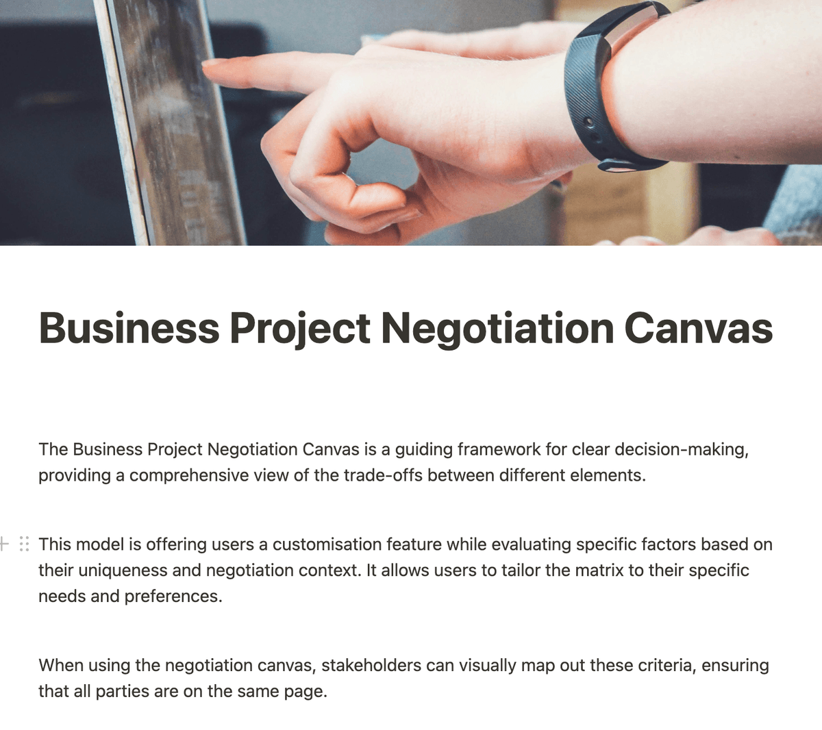 Business Project Negotiation Canvas Template | Notion Marketplace
