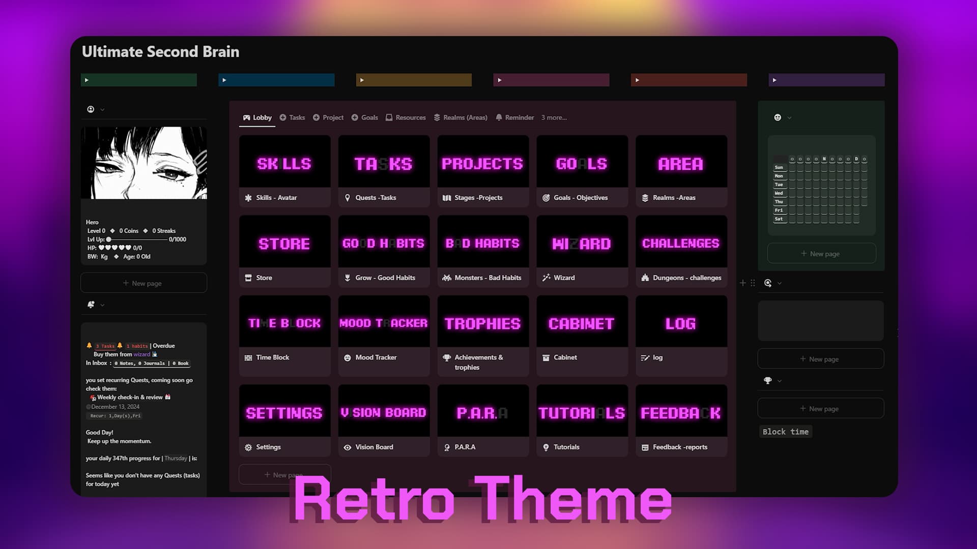 Ultimate Second Brain Premium Gamified v1.53 Template Notion