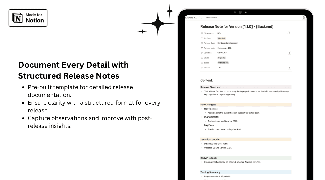 Software Release Tracker Template | Notion Marketplace