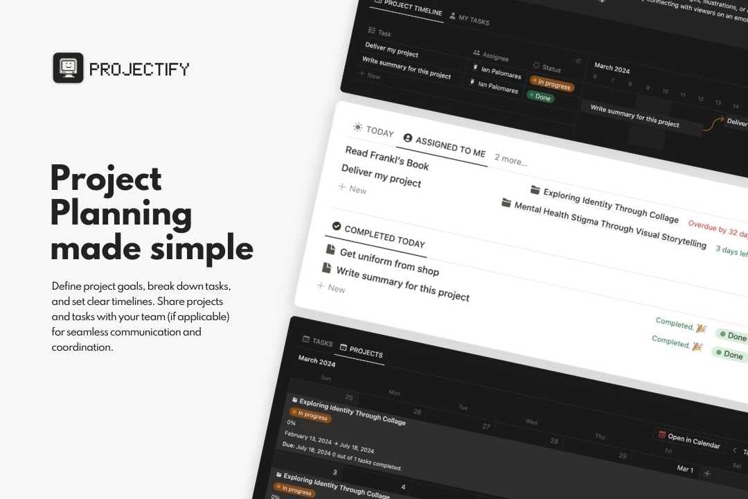 Projectify - Project & Tasks Manager Template | Notion Marketplace