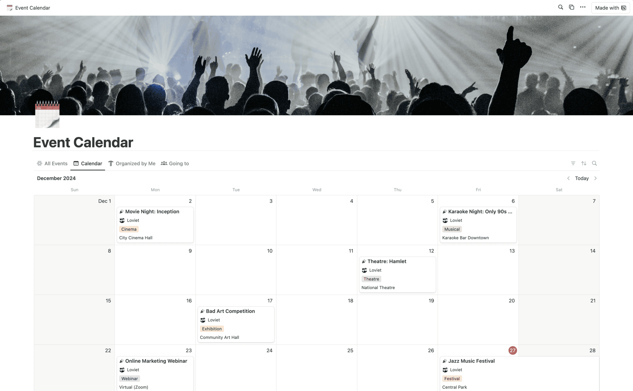 Notion Event Event Calendar Template | Notion Marketplace