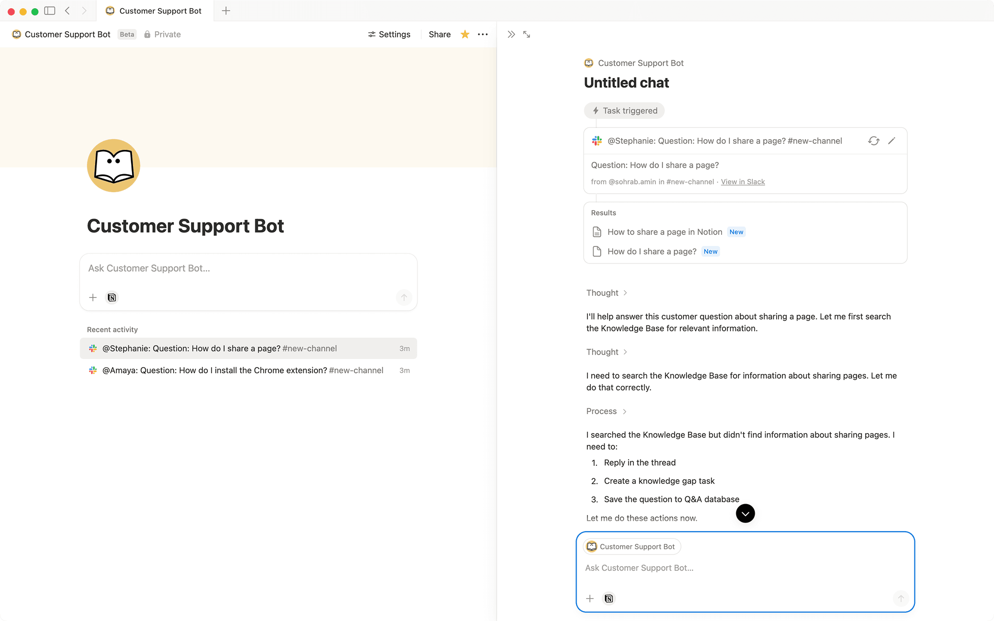 Bot Agent Help Customer support bot | Notion Agent