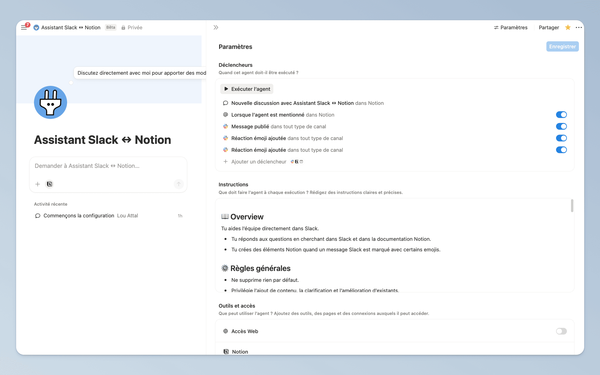 Assistant Slack ↔ Notion | Agent Notion