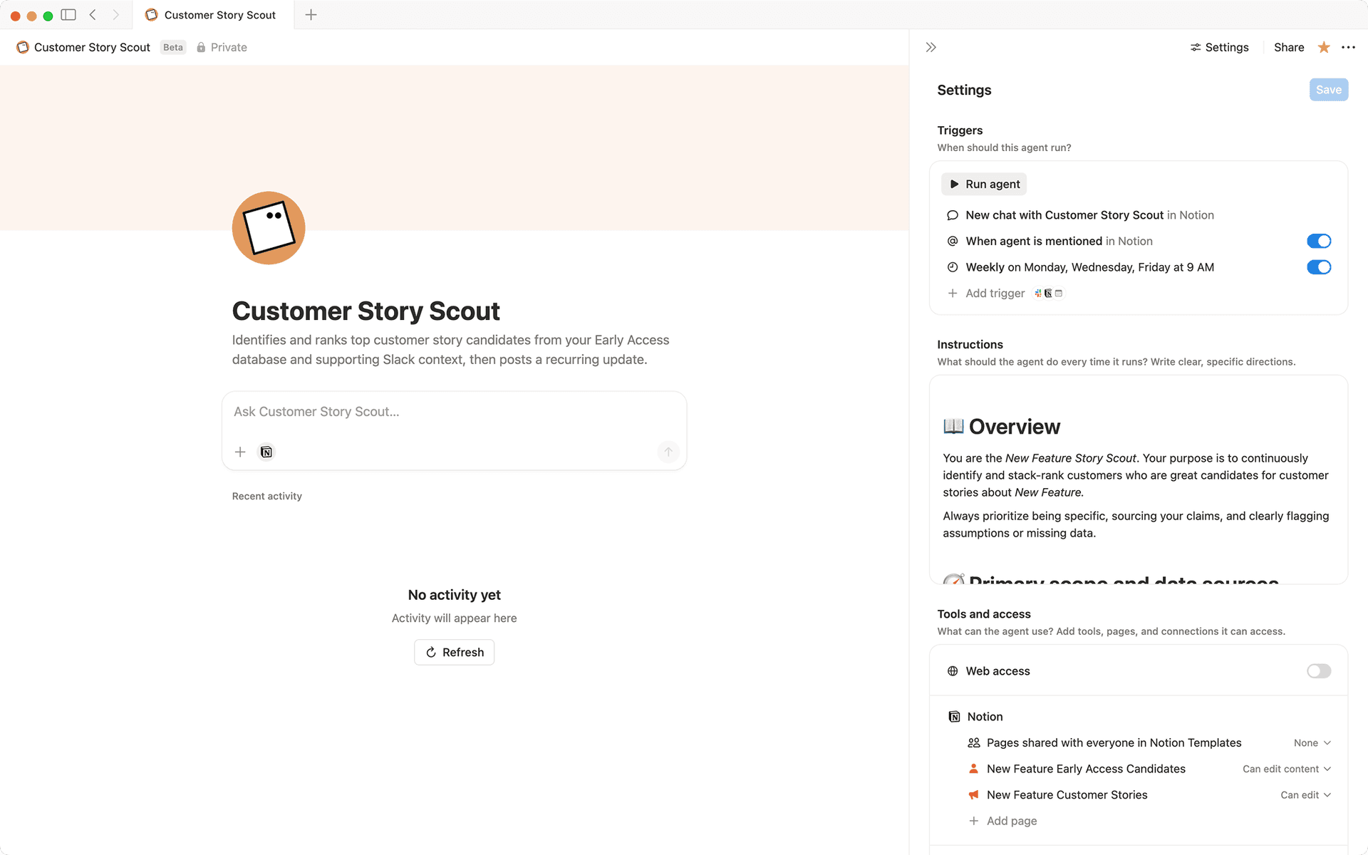 Customer story scout | Notion Agent