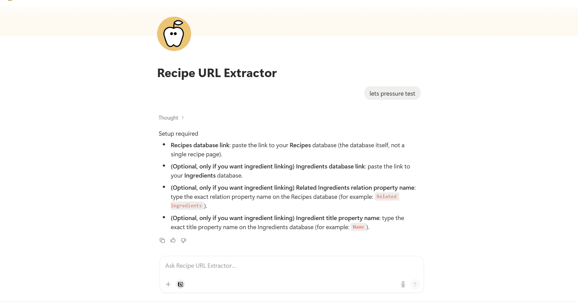Recipe URL Extractor | Notion Agent