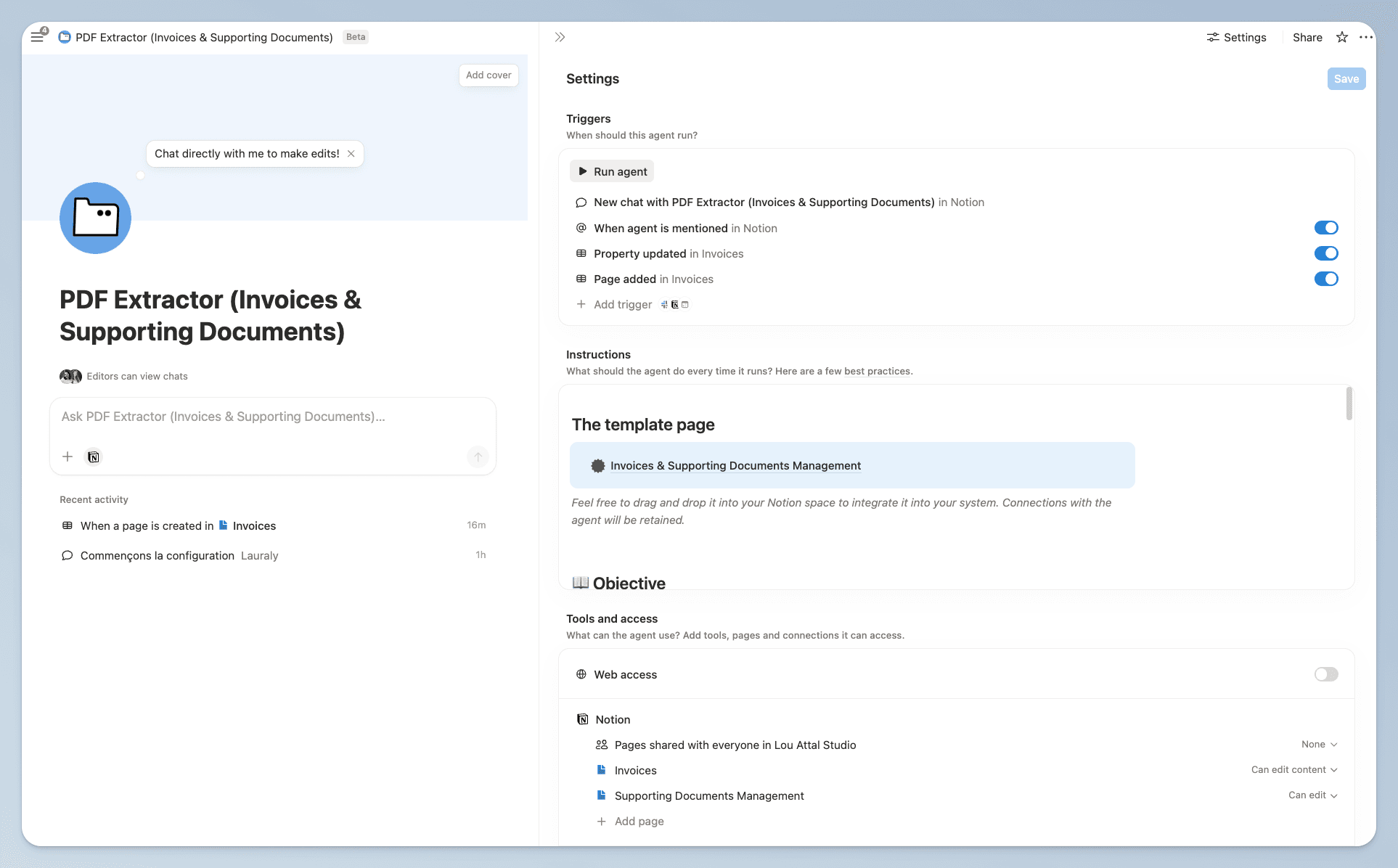 PDF Extractor (Invoices & Supporting Documents) | Notion agent