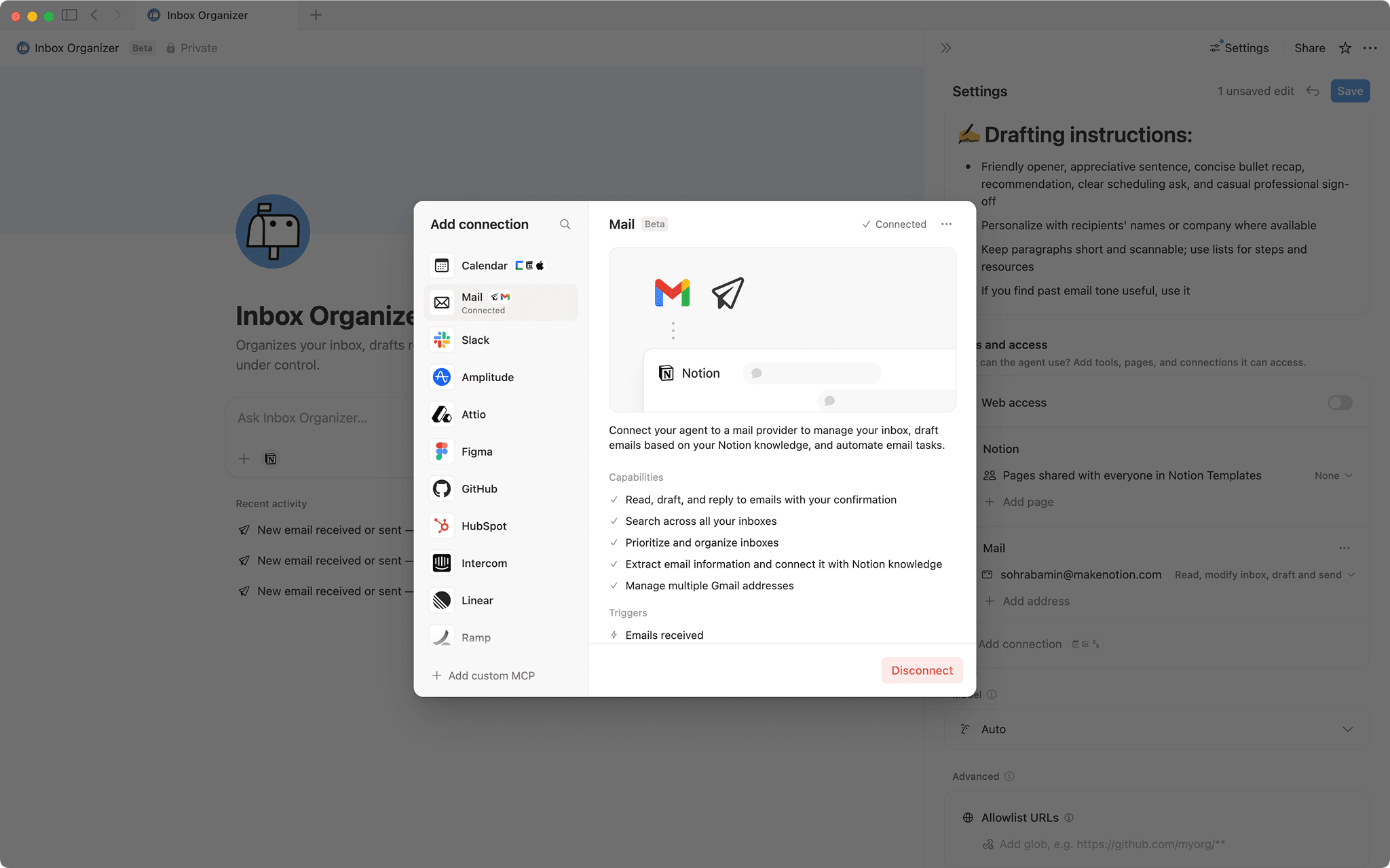 Notion Inbox Inbox organizer | Notion Agent