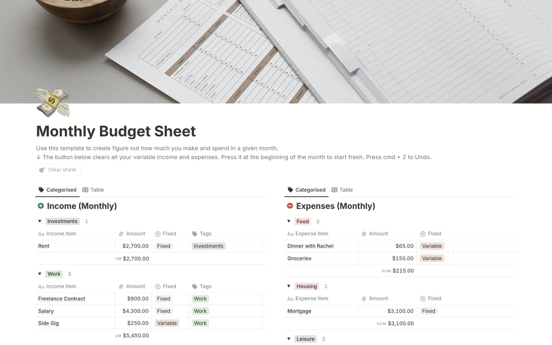 Simple Budgeting Template Notion Marketplace