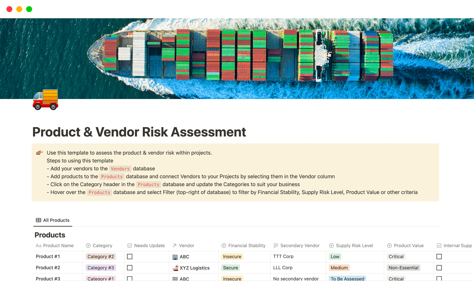 Product & Vendor Risk Assessment Template by Template Road | Notion ...