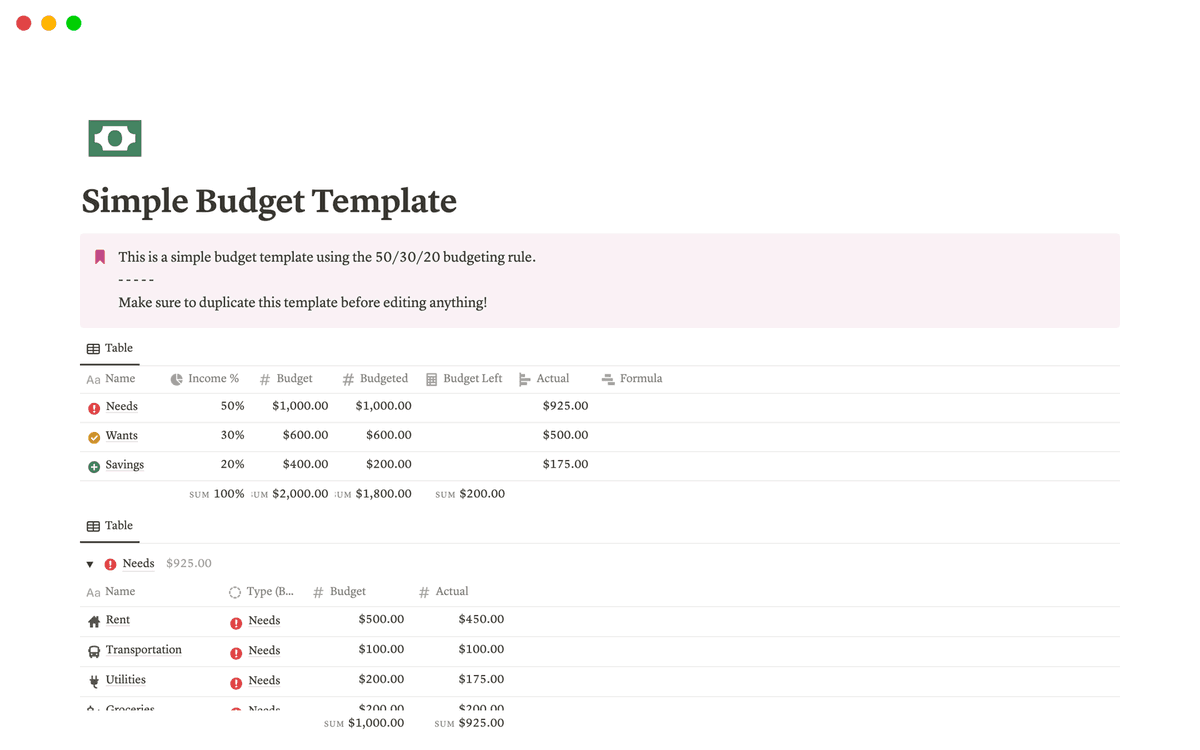 Computer Budget Template Simple Budgeting Template | Notion Marketplace