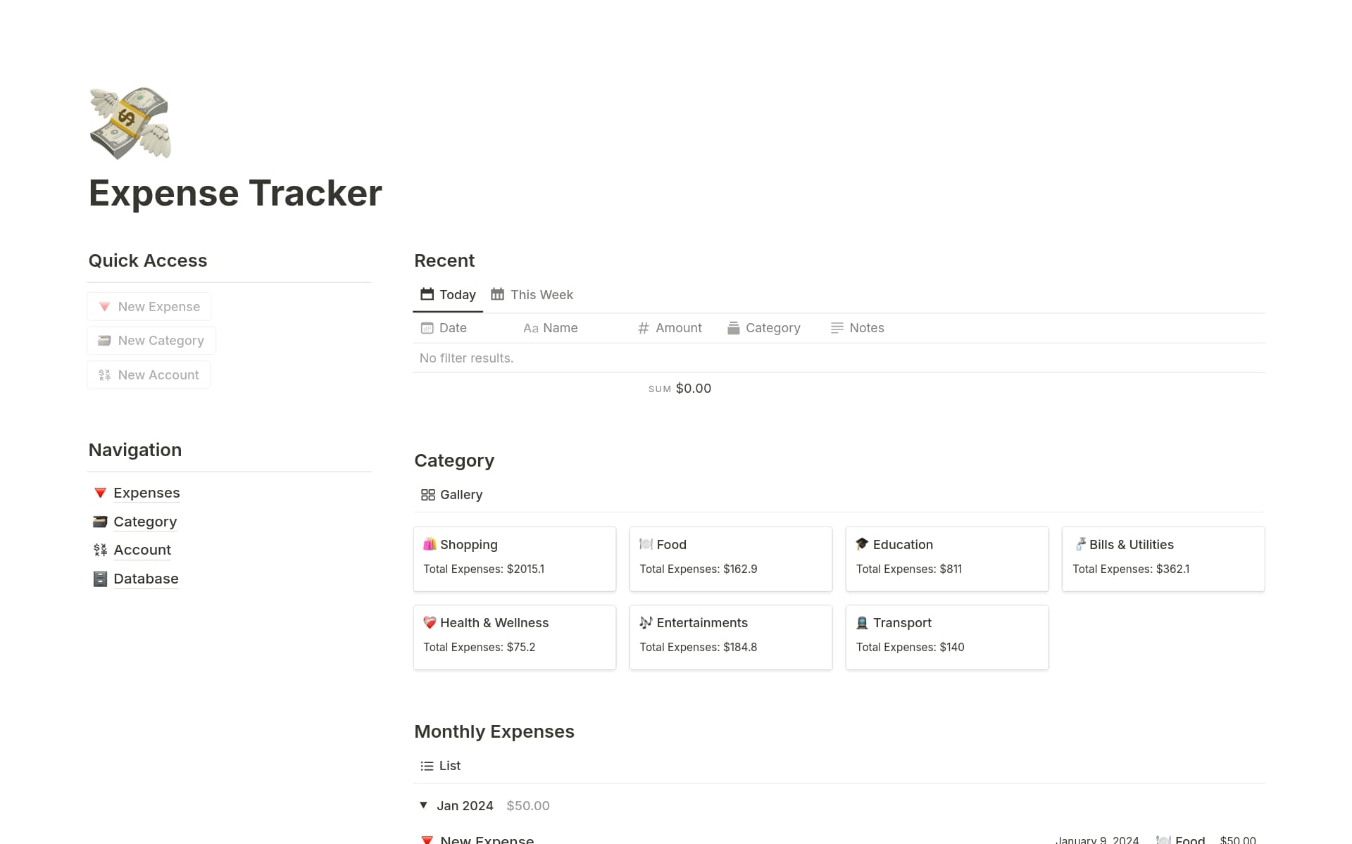 Expense Tracker Template by NotiLinx | Notion Marketplace