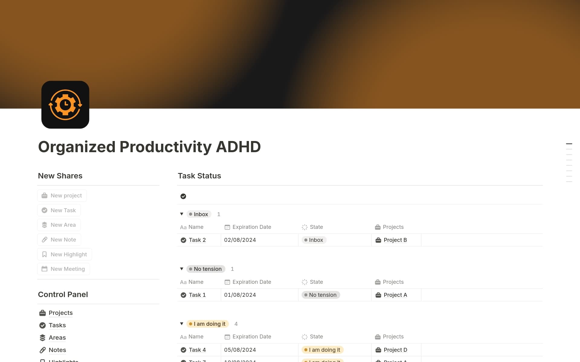 Organized Productivity ADHD Template by Aclamación | Notion Marketplace