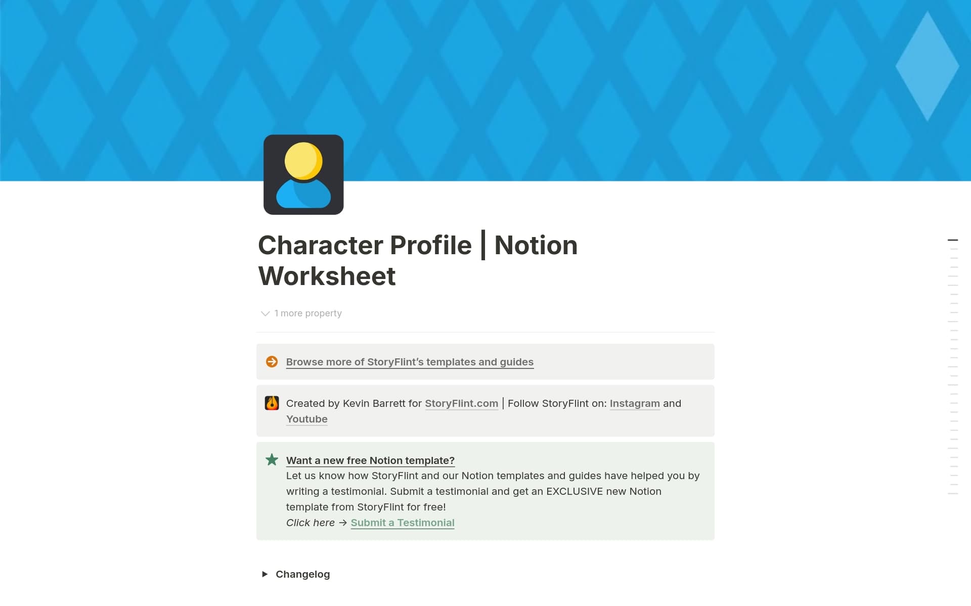 StoryFlint's Character Profile Template by Kevin Barrett Notion
