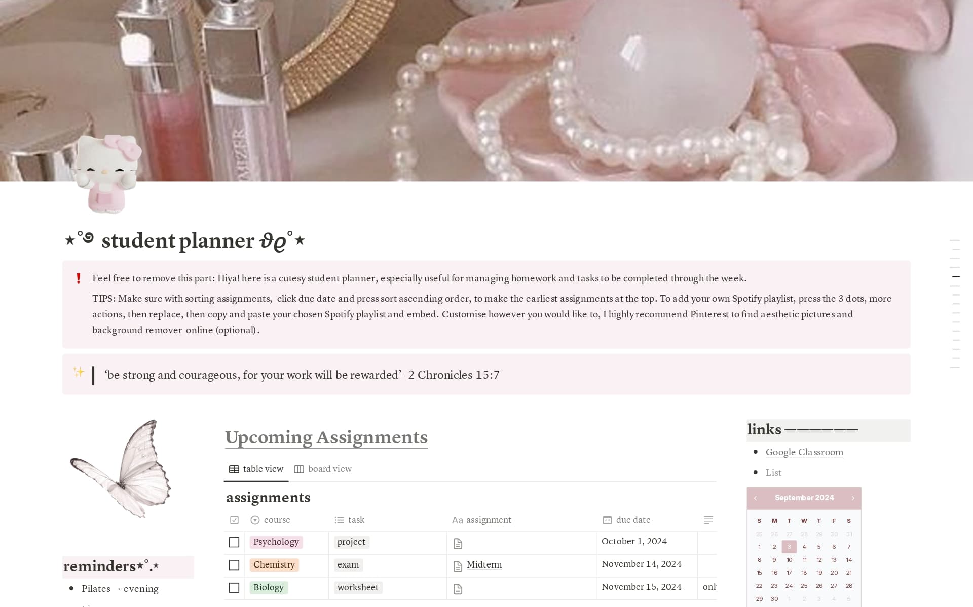 GCSE, A-Level, Pink Student Planner Template | Notion Marketplace