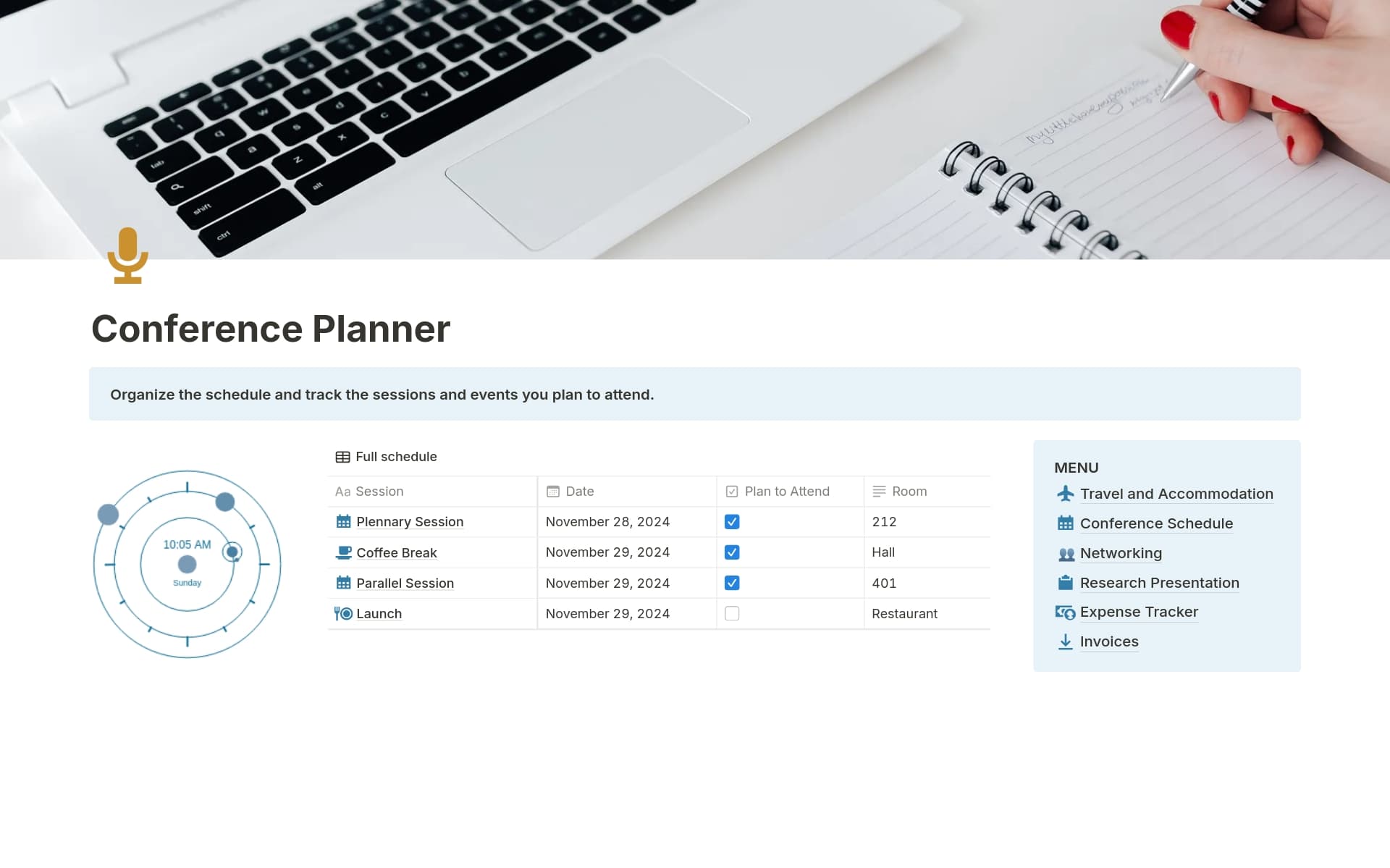 Conference File Tracker Conference Planner Template by innotemplates | Notion Marketplace