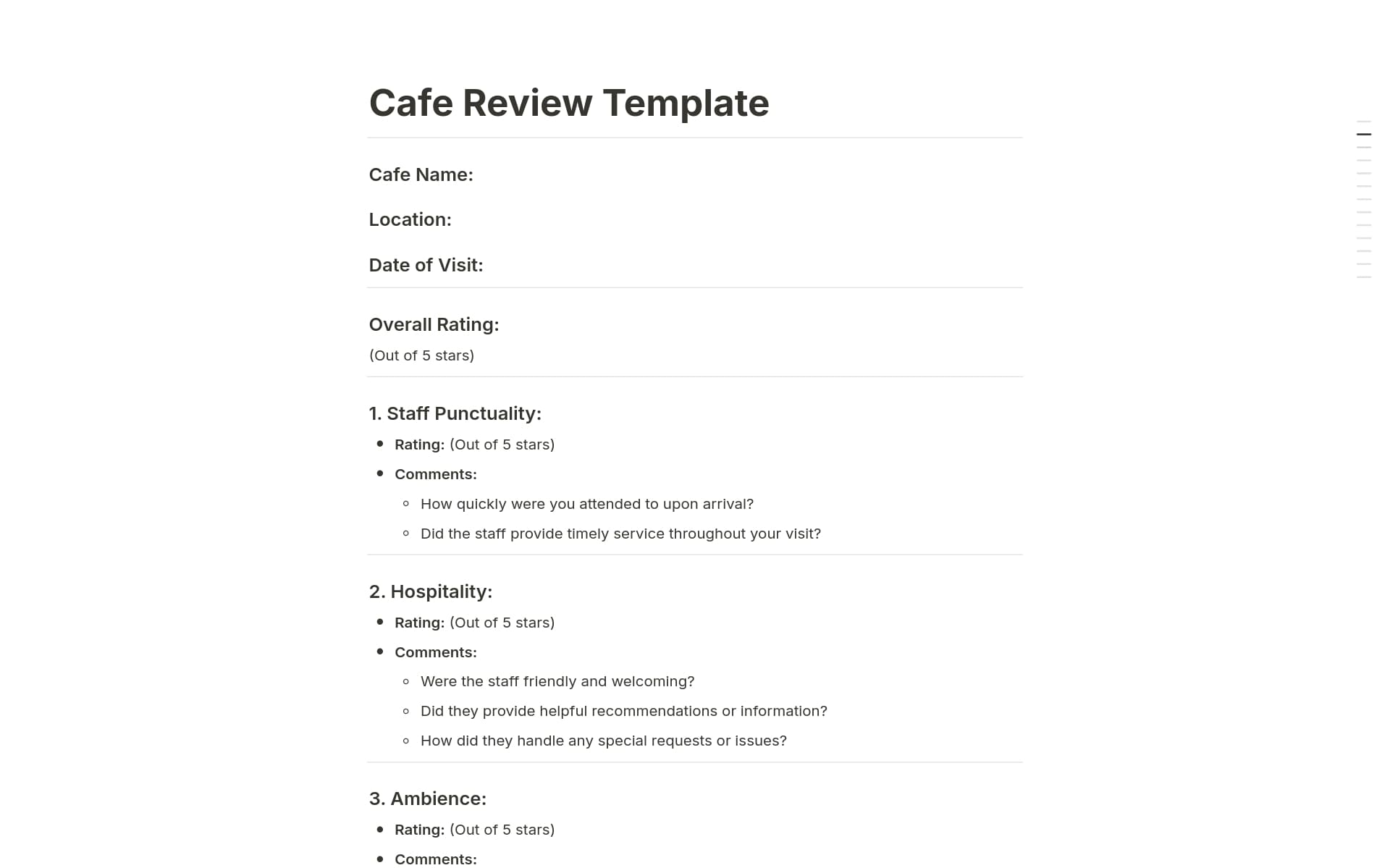 Cafe Report Format Café Review Template by Aaryan | Notion Marketplace