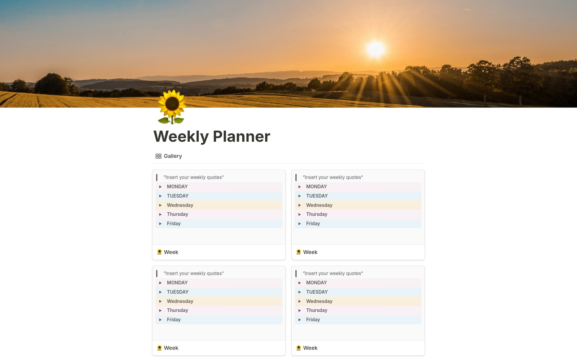 Weekly Planner Template Notion Marketplace