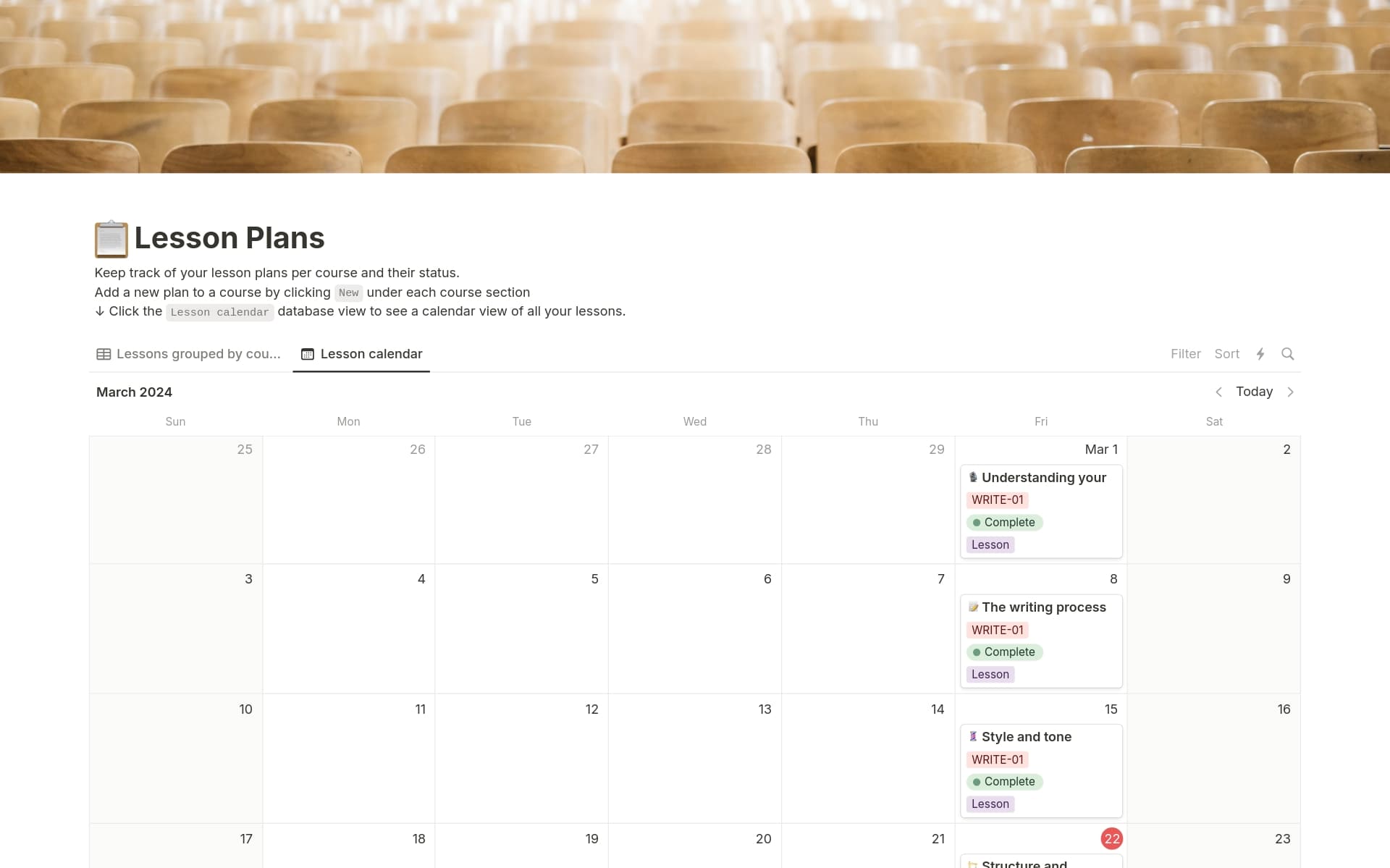 Lesson plans 2025 Template Notion Marketplace