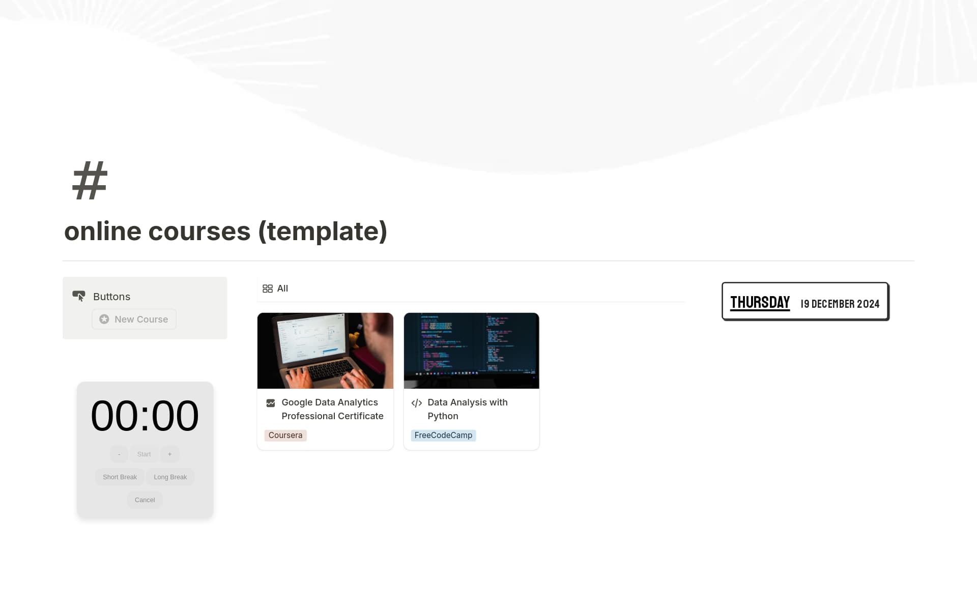 Simple Online Courses Tracker Template by aem.io | Notion Marketplace