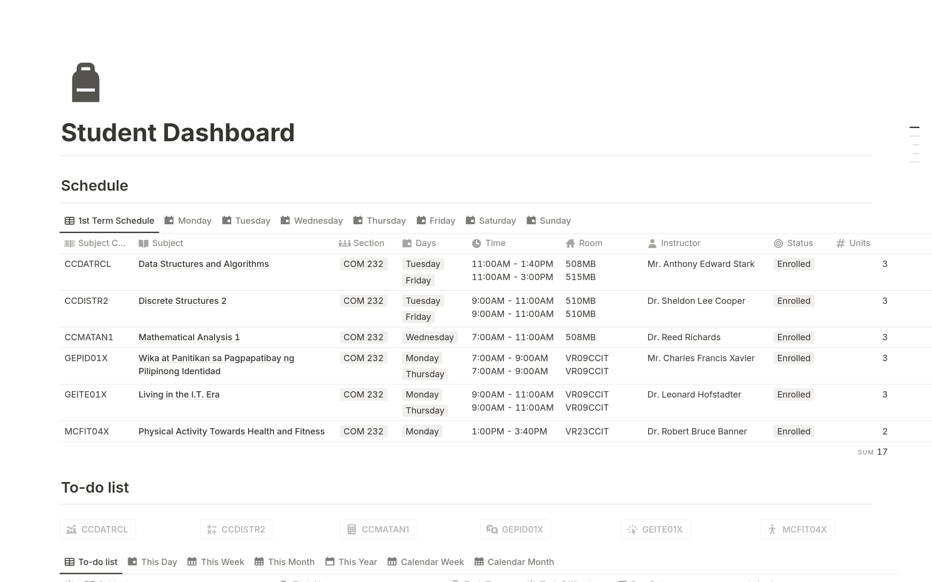 Student Dashboard Template | Notion Marketplace