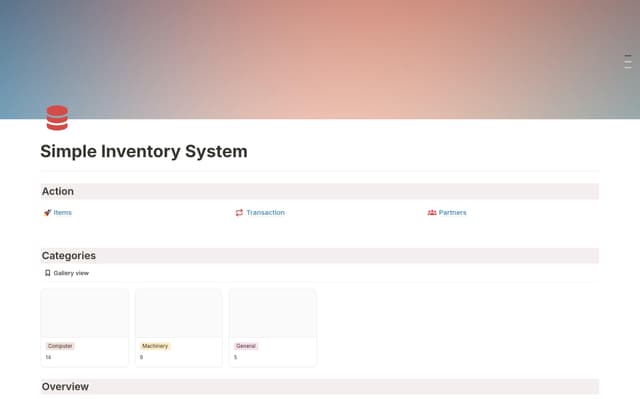 Simple Inventory System Template | Notion Marketplace