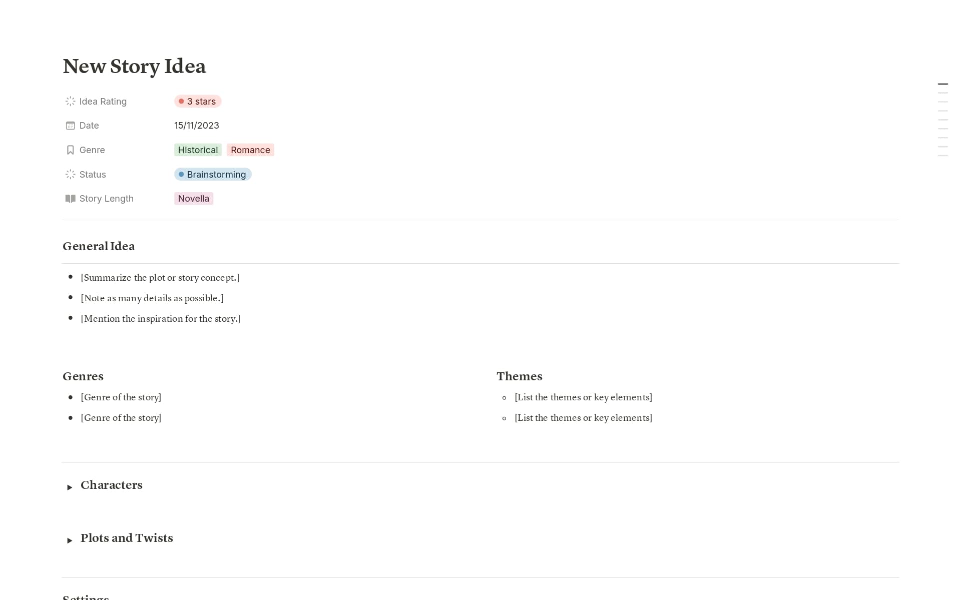 Plot and Story Ideas Repository Template | Notion Marketplace