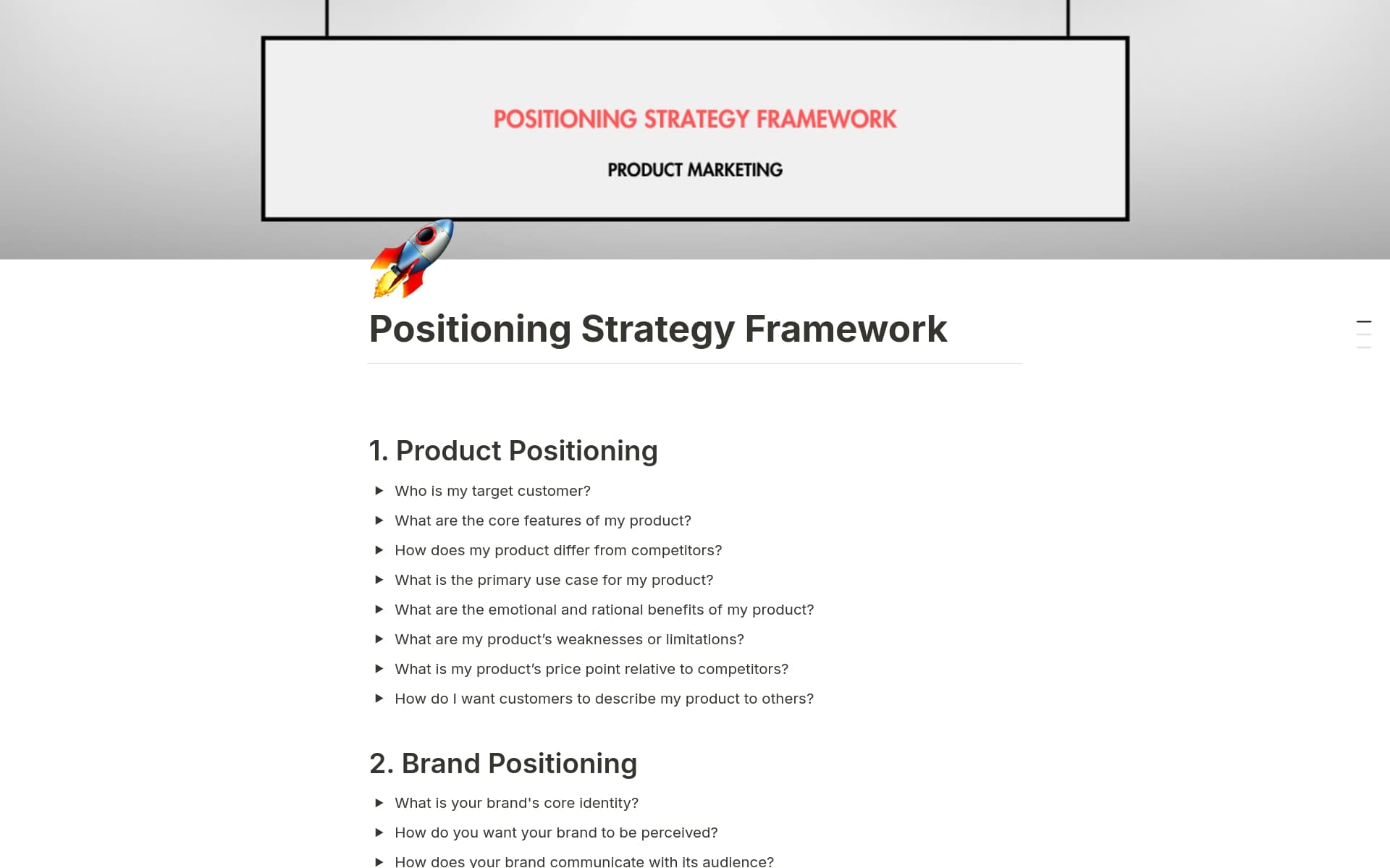 Positionering Framework Competitive Positioning Framework