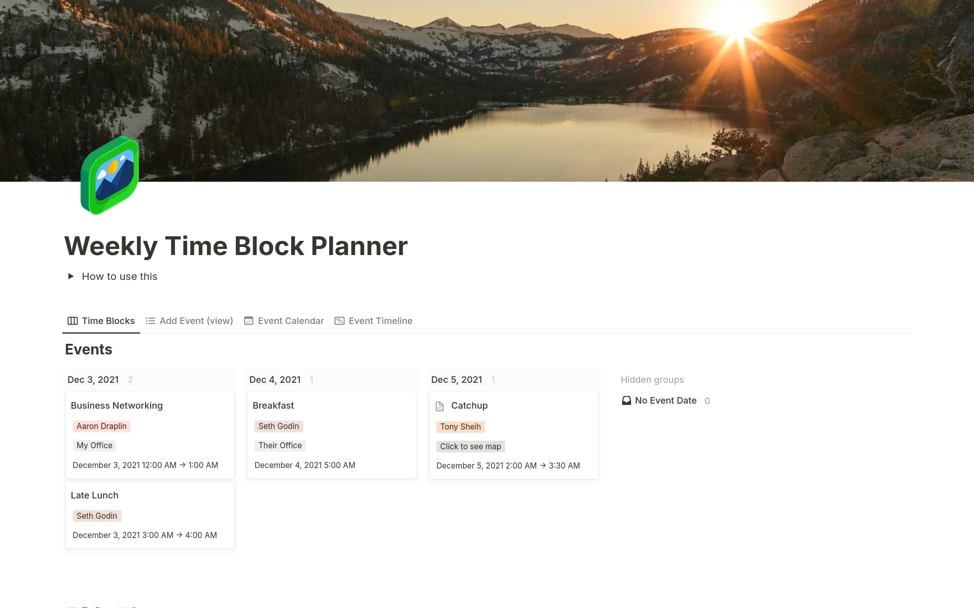 Weekly Time Block Planner Template by Template Road | Notion Marketplace