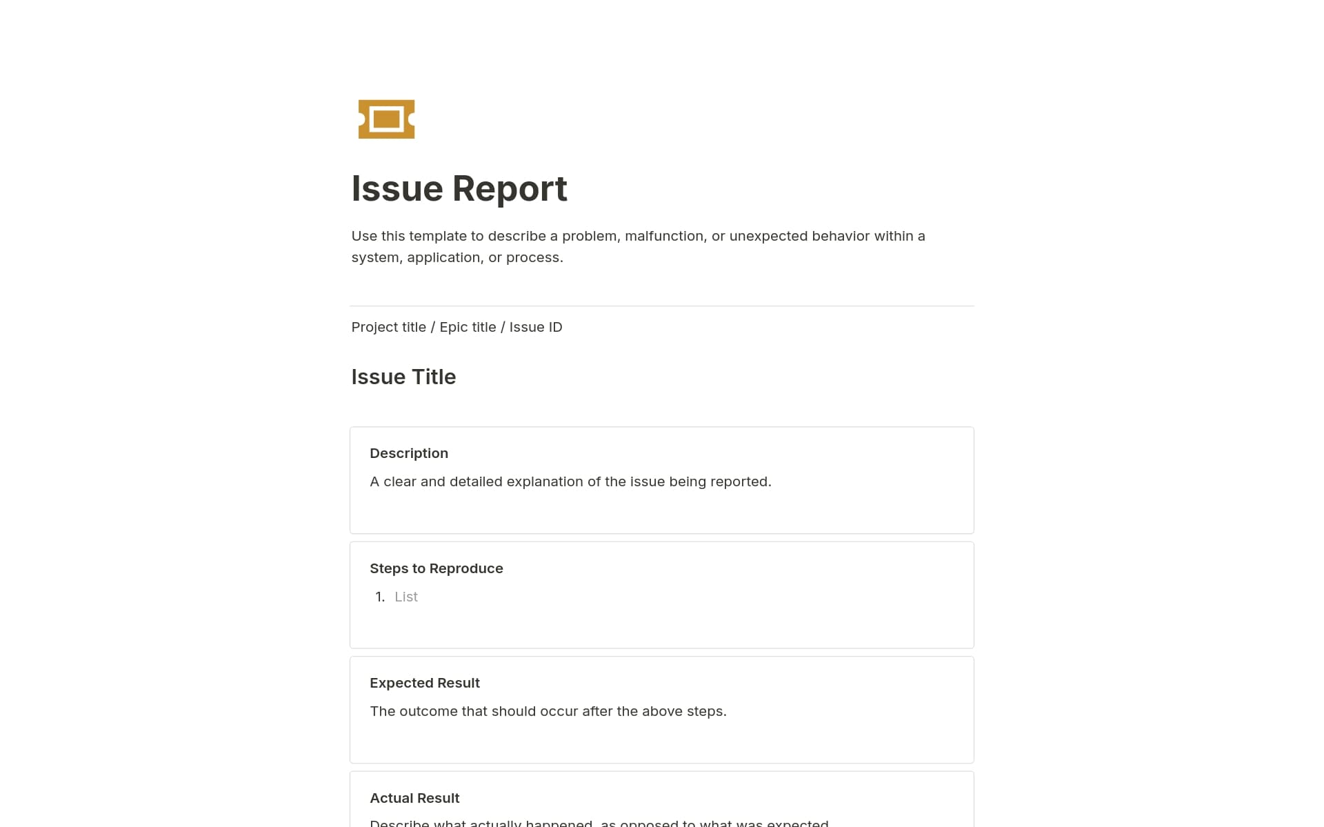 Issue Report Template by mlucinda | Notion Marketplace