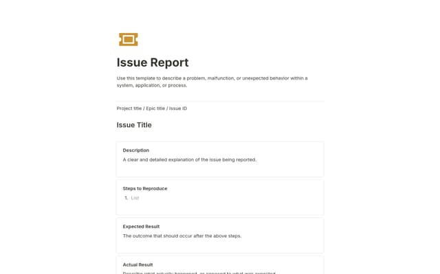 Issue Report Template by mlucinda | Notion Marketplace