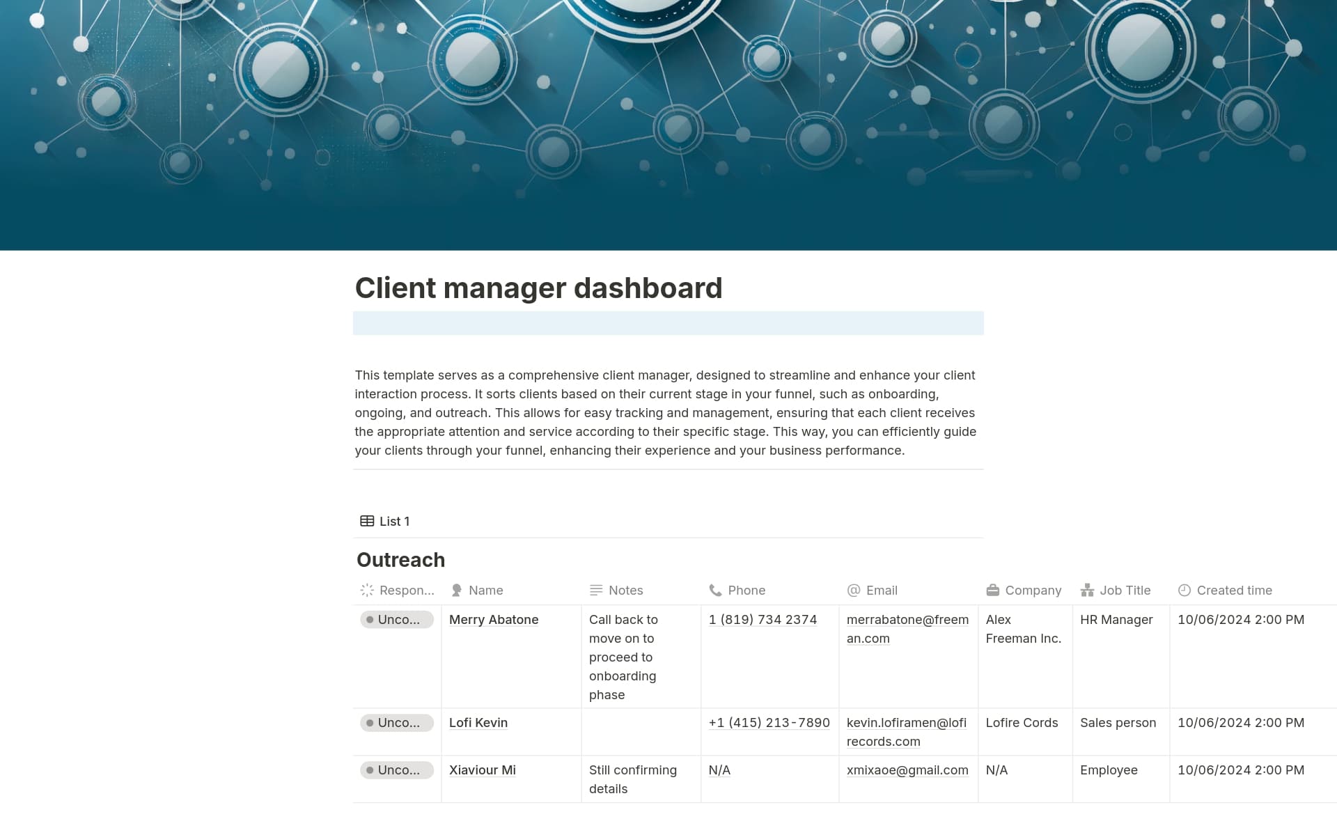 Client manager Template | Notion Marketplace
