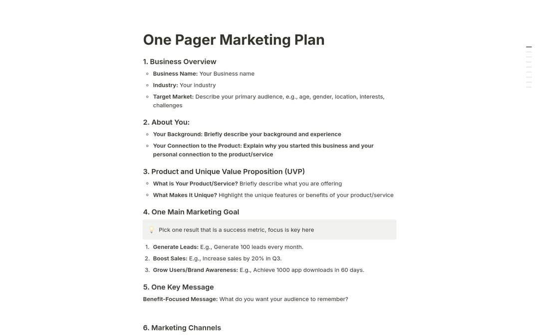 A Simple One Page Marketing Plan Template Notion Marketplace A Simple One Page Marketing Plan Template Notion Marketplace
