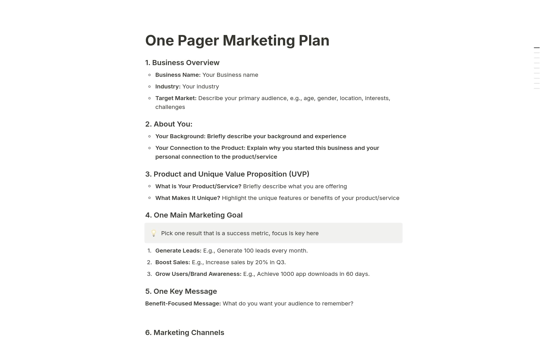 A Simple One Page Marketing Plan Template Notion Marketplace A Simple One Page Marketing Plan Template Notion Marketplace