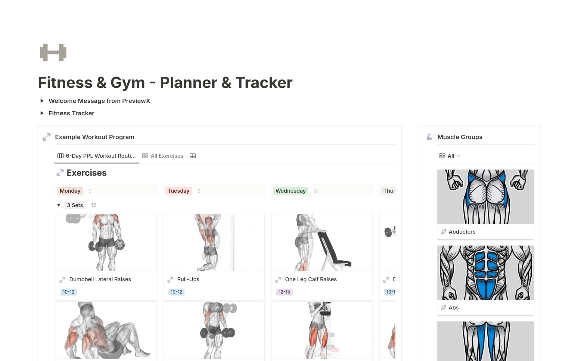 Fitness & Gym - Planner & Tracker Template | Notion Marketplace