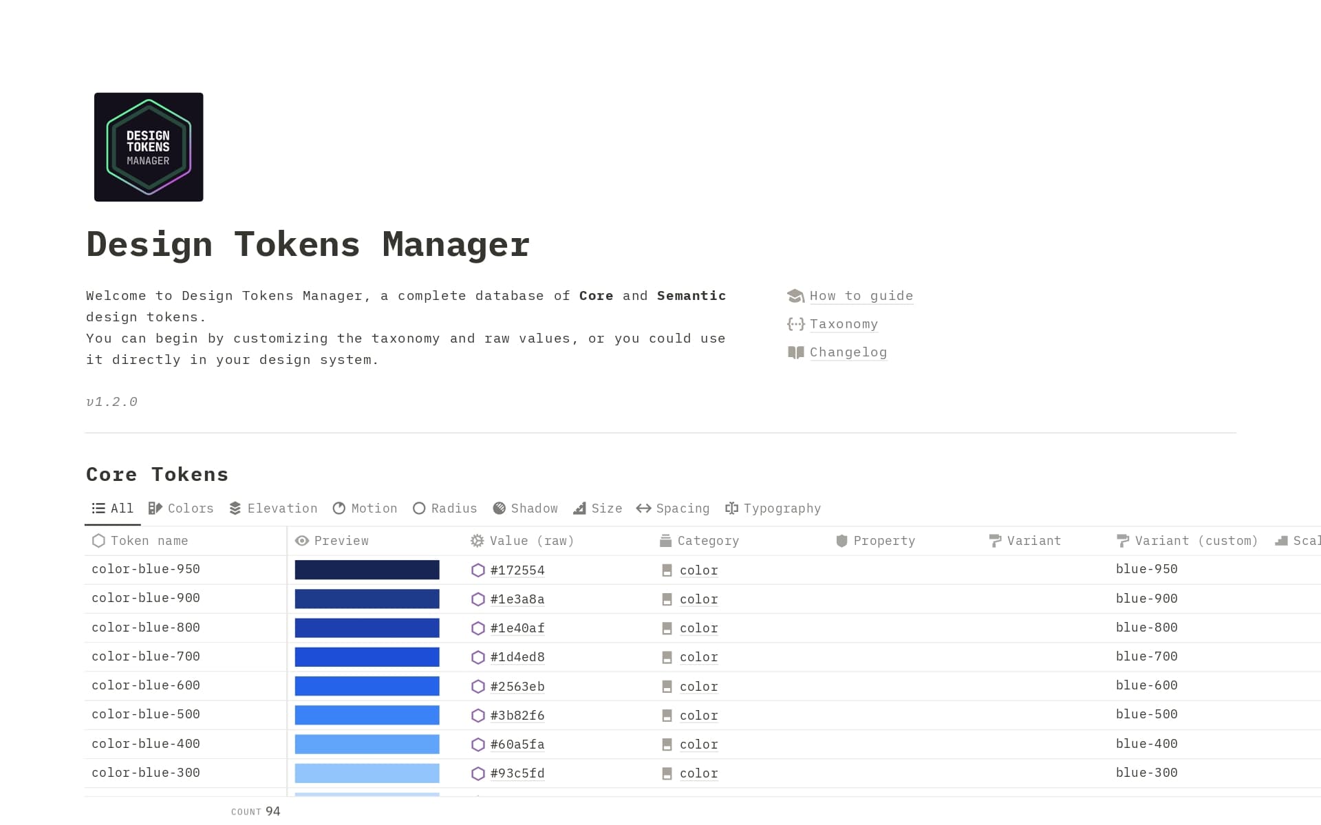 Design Tokens Manager Template by Francesco Improta | Notion Marketplace
