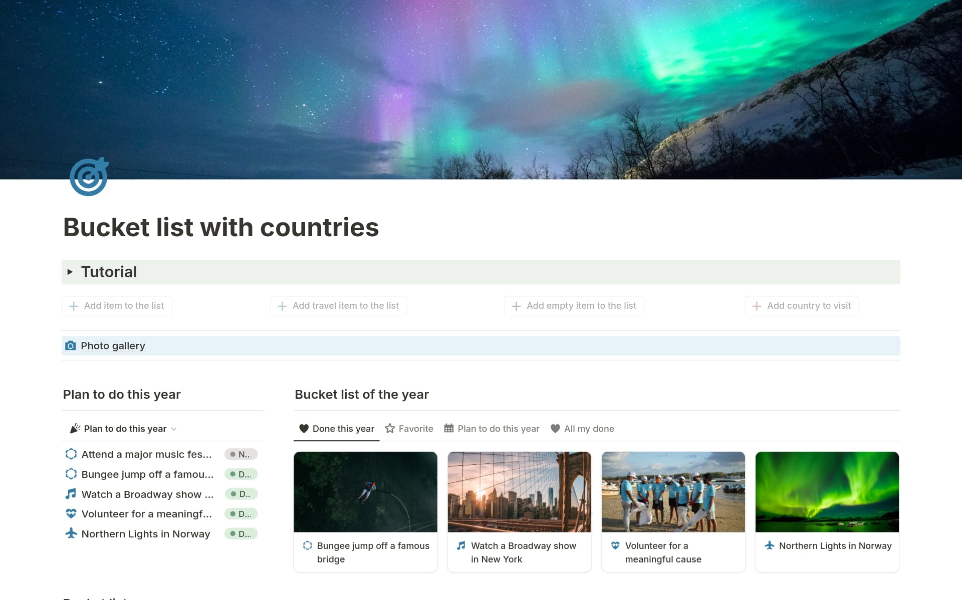Travel Bucket List Template Notion Marketplace