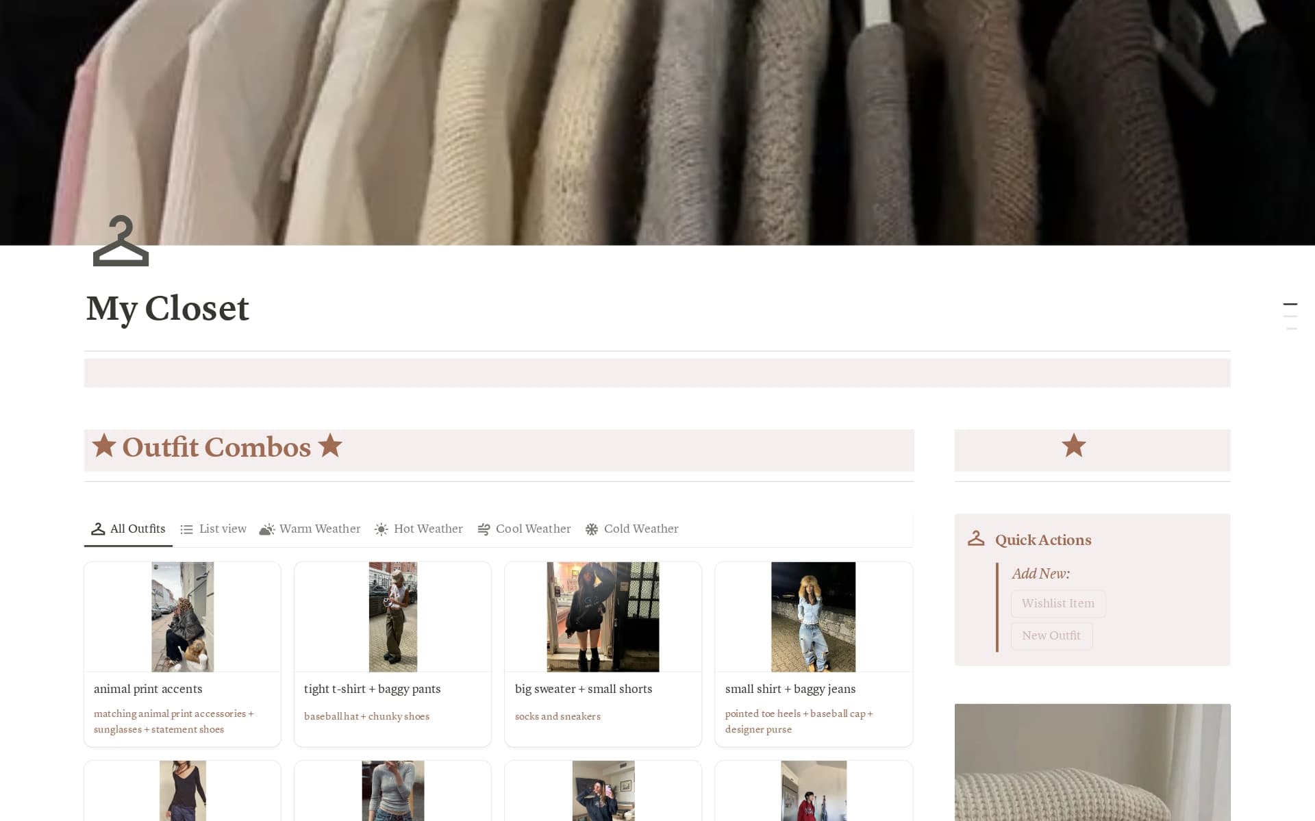 Aesthetic Digital Closet Template by Simona | Notion Marketplace