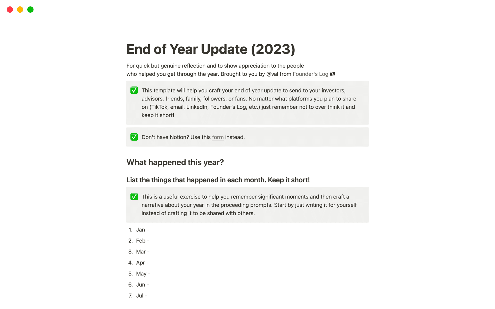 Last Update Extample Template End of Year Update Template | Notion Marketplace