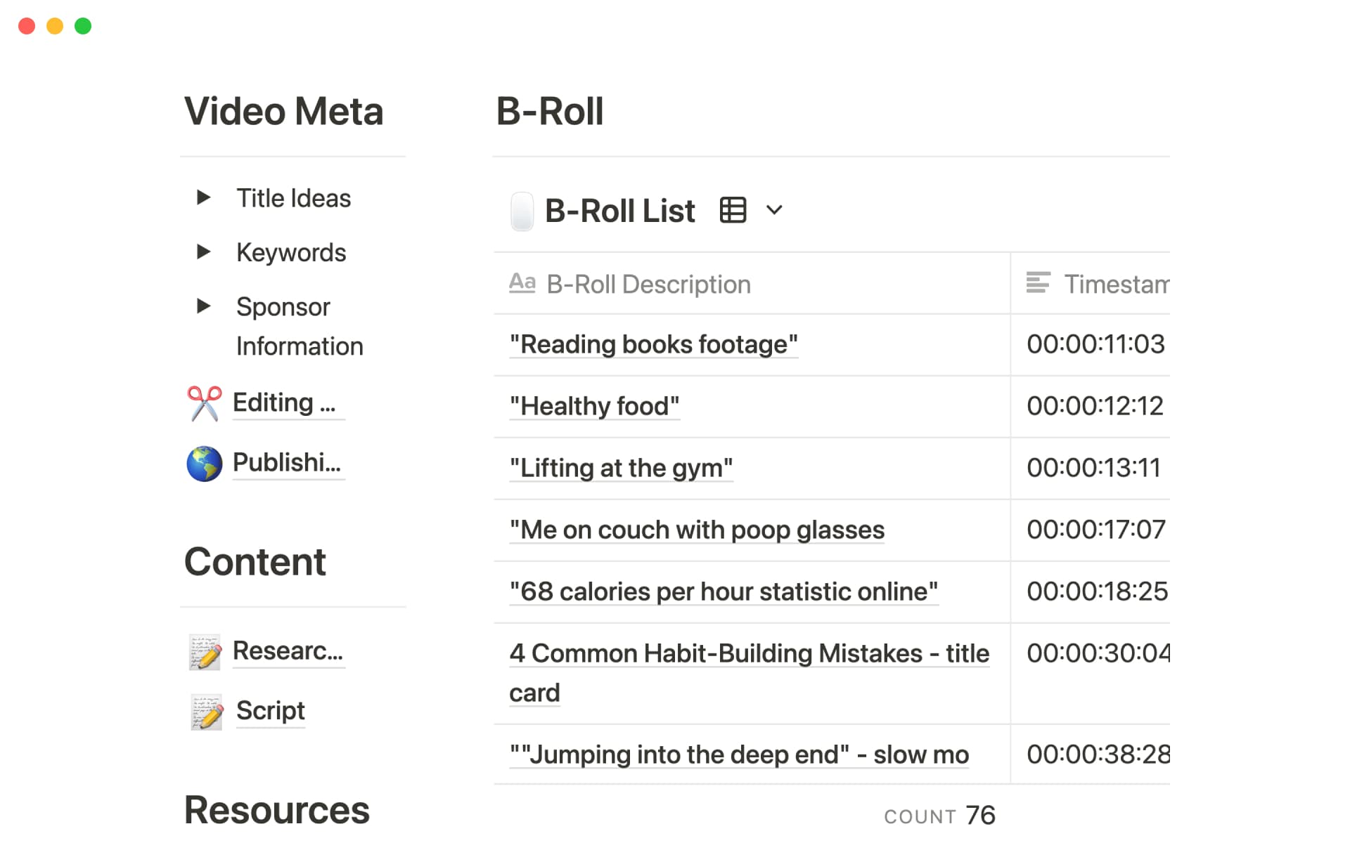 Video production Template by Thomas Frank | Notion Marketplace