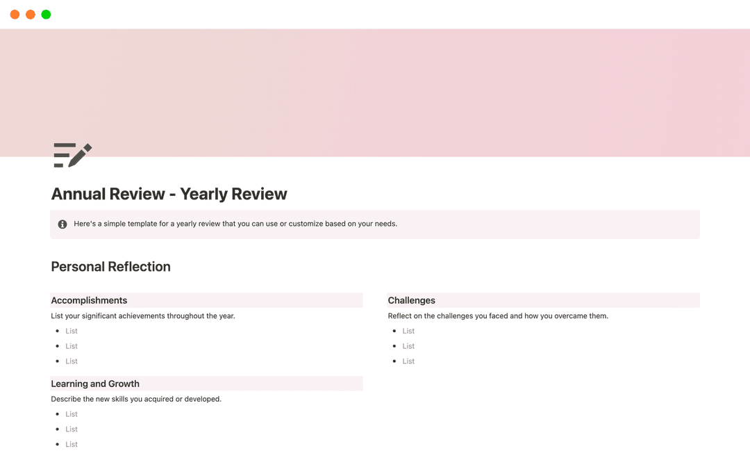 Annual Review Yearly Review Template Notion Marketplace