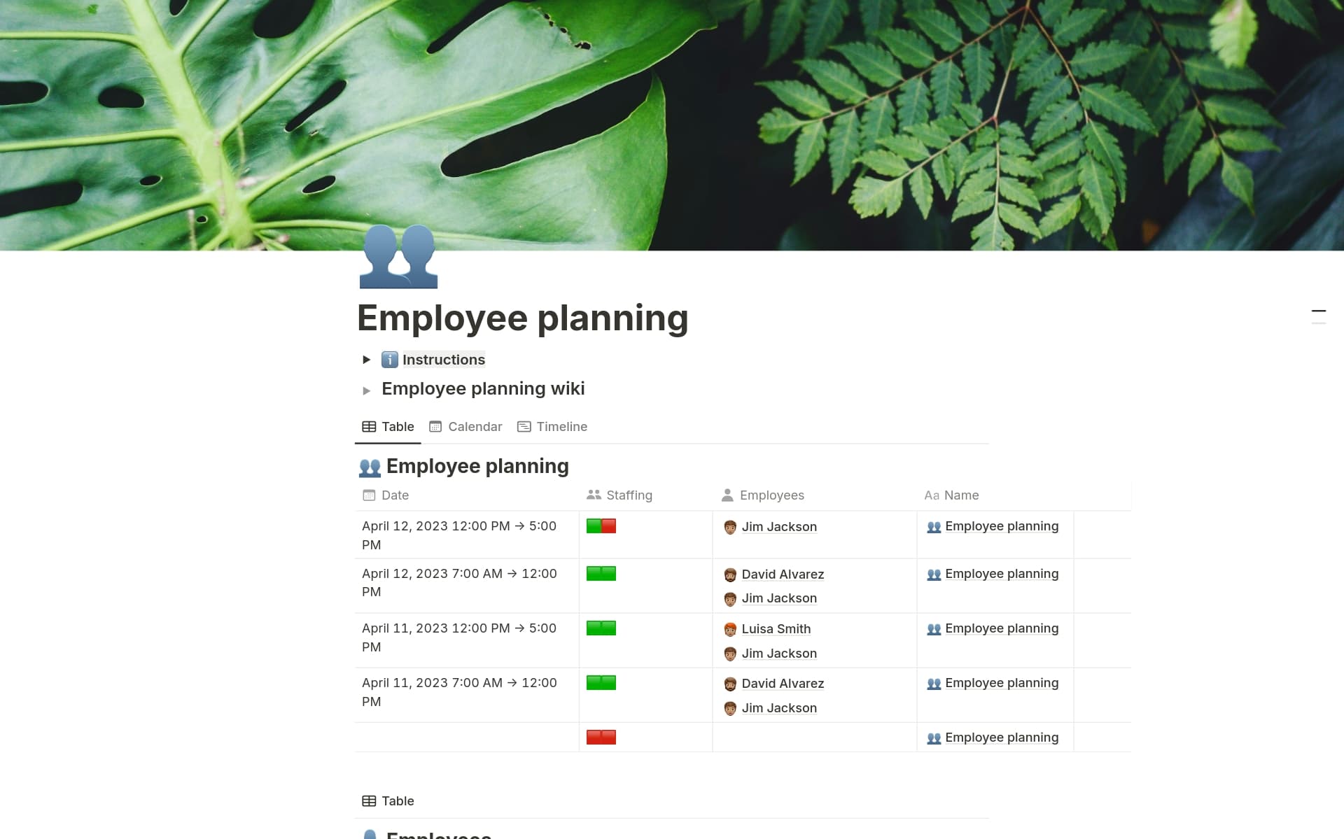 Employee Planning Template Notion Marketplace
