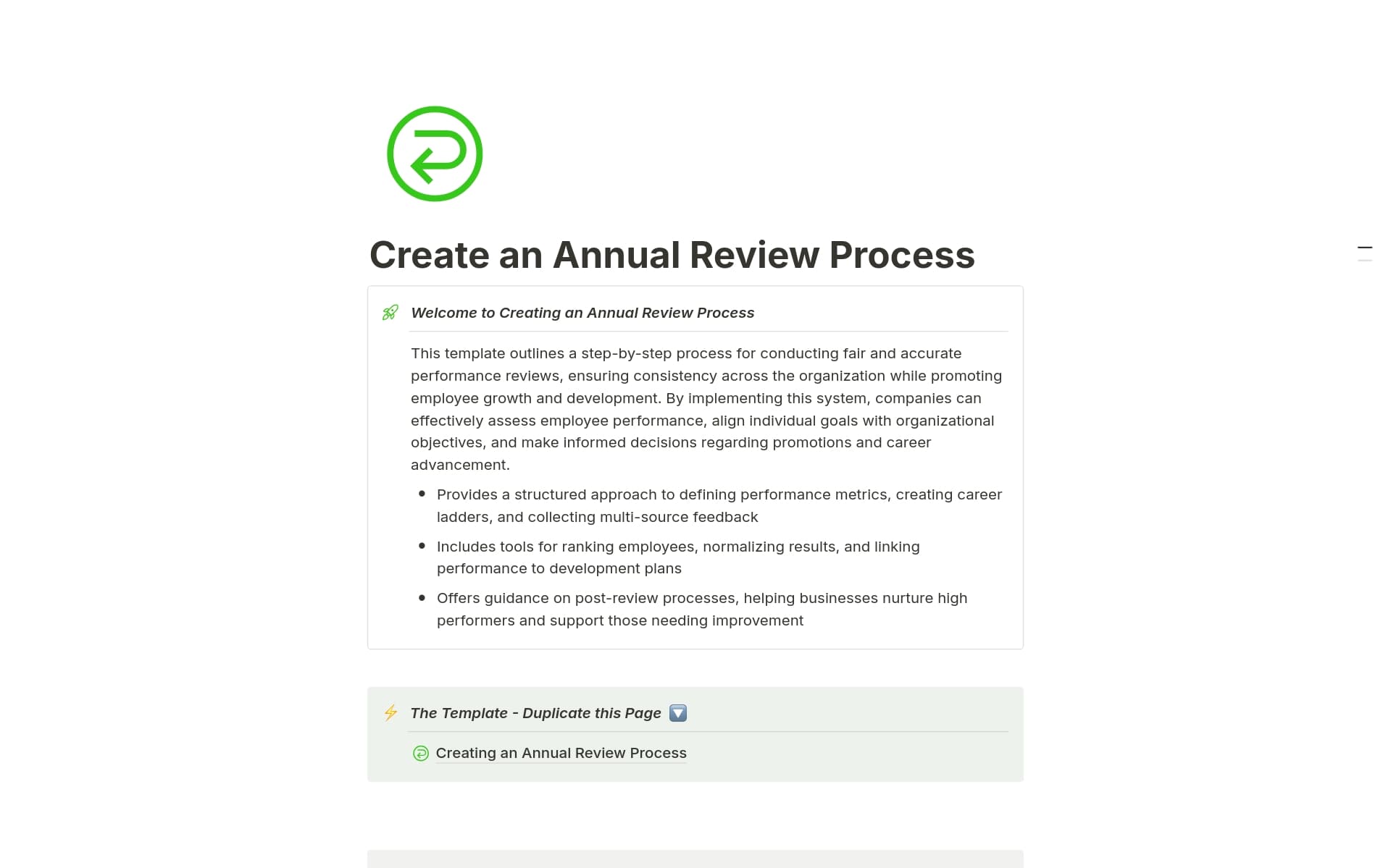 Create an Annual Review Process Template by Mike Mauricio | Notion ...