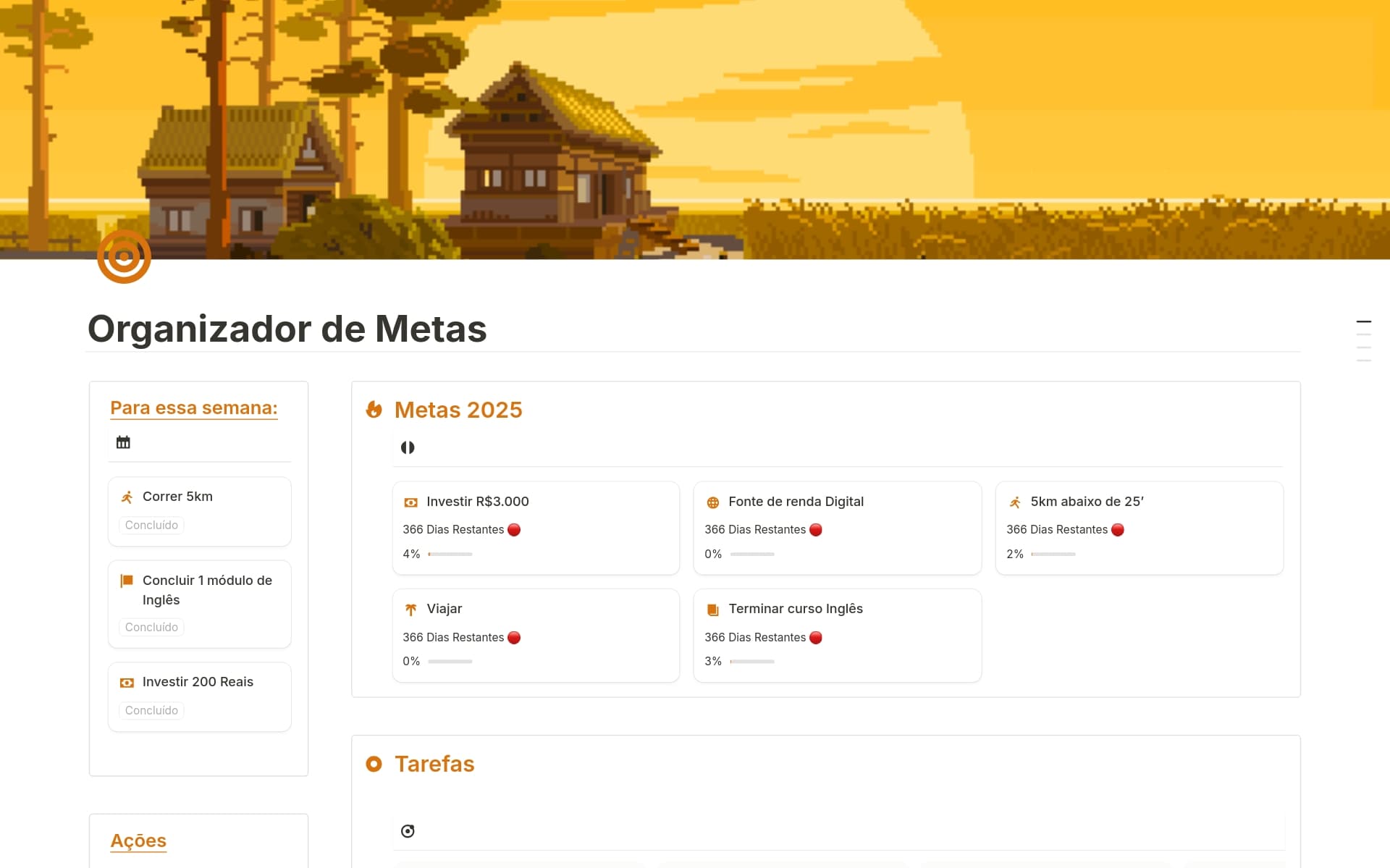 Metas Template Modelo Painel de Metas 2025 | Marketplace do Notion