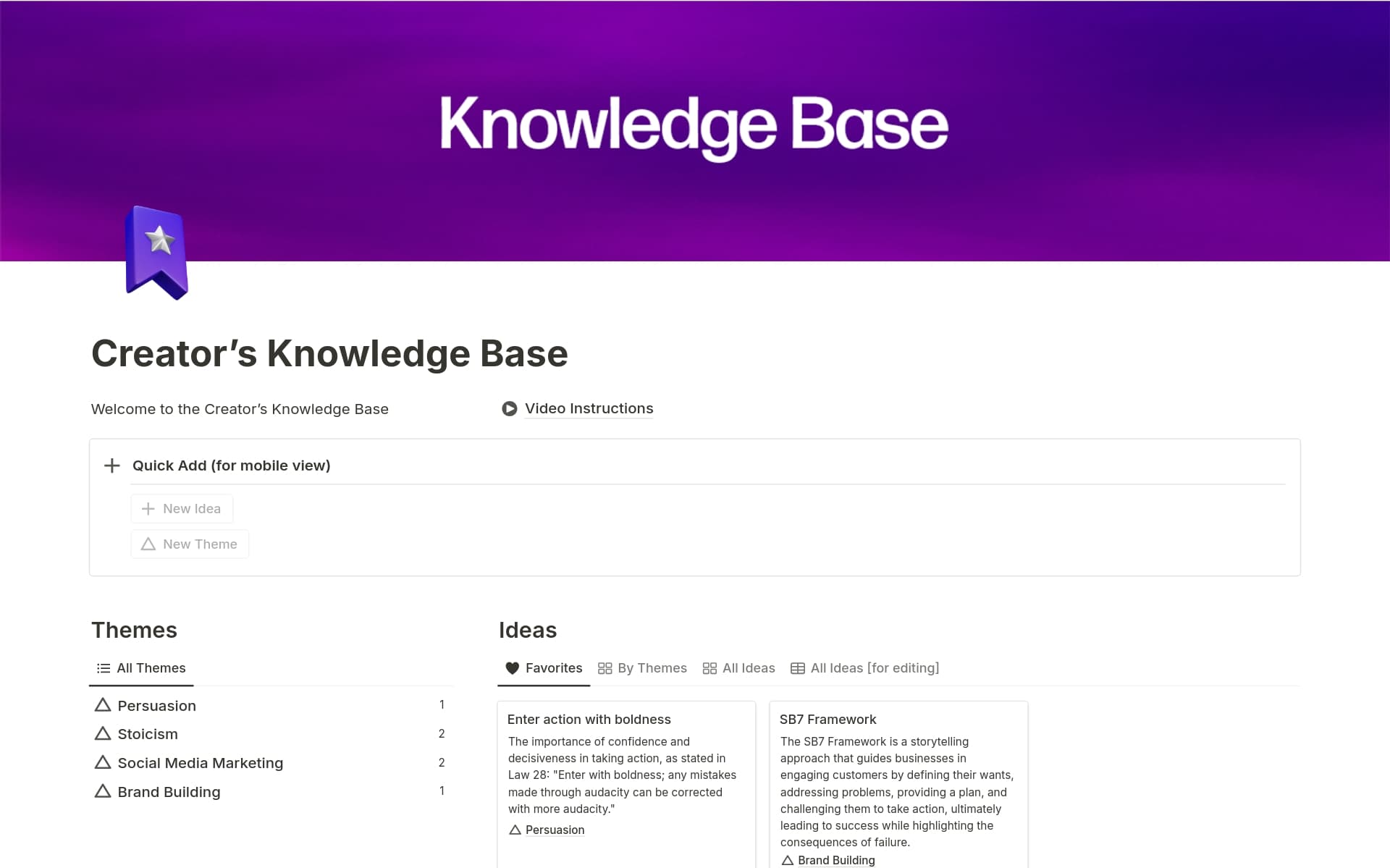 Creator's Knowledge Base Template | Notion Marketplace