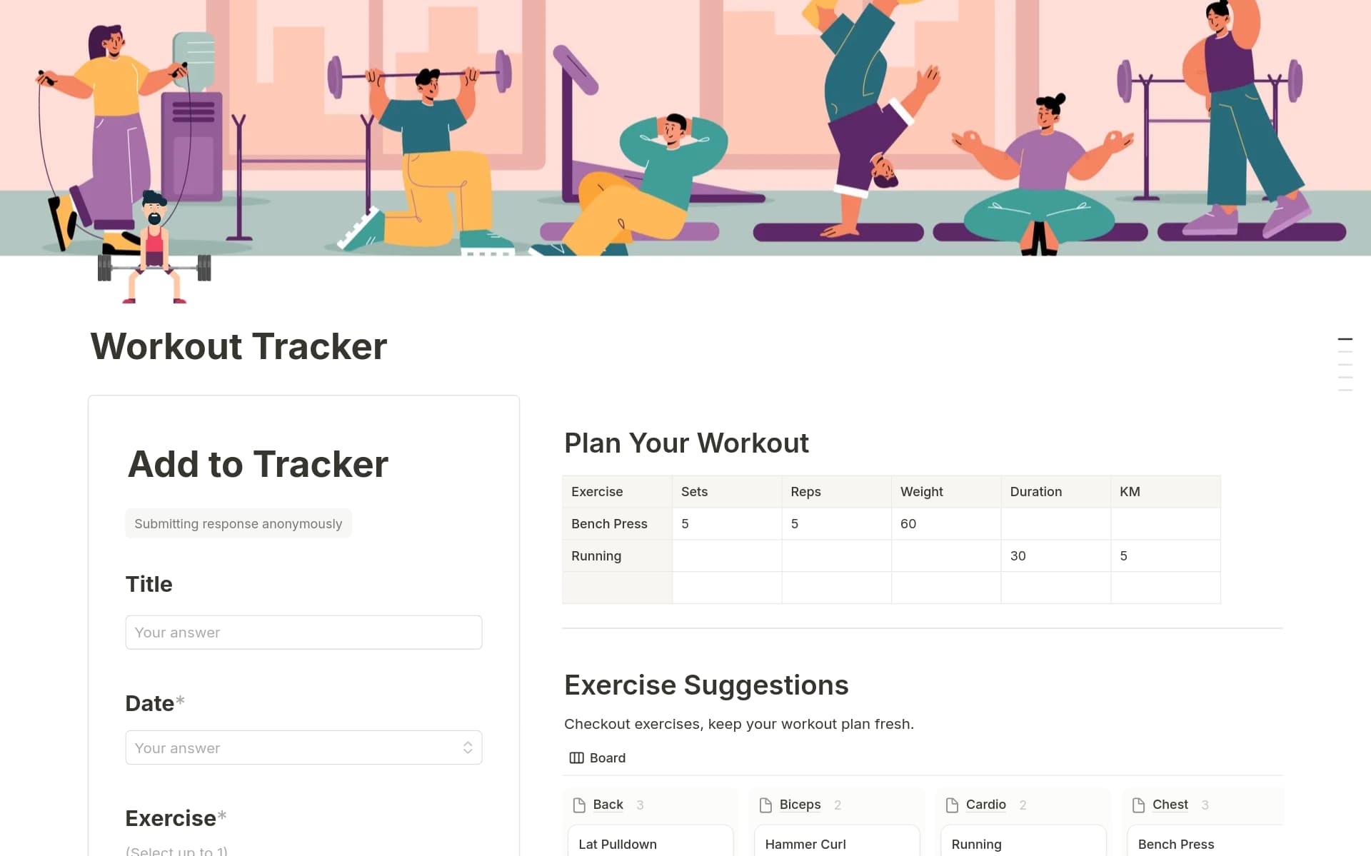 Workout Tracker Template Notion Marketplace