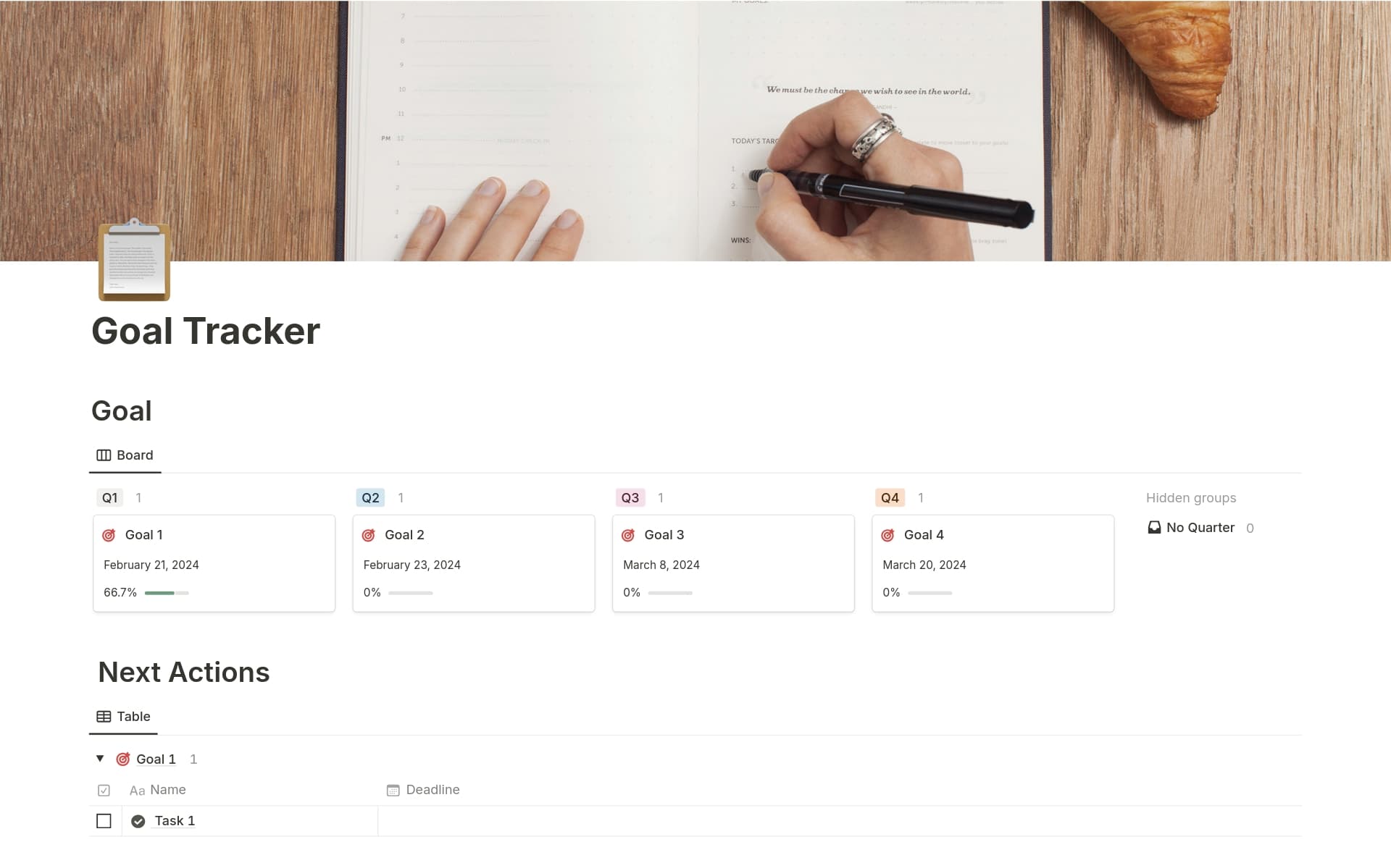 Minimalist Goal Tracker Template by Izzy Notion Marketplace