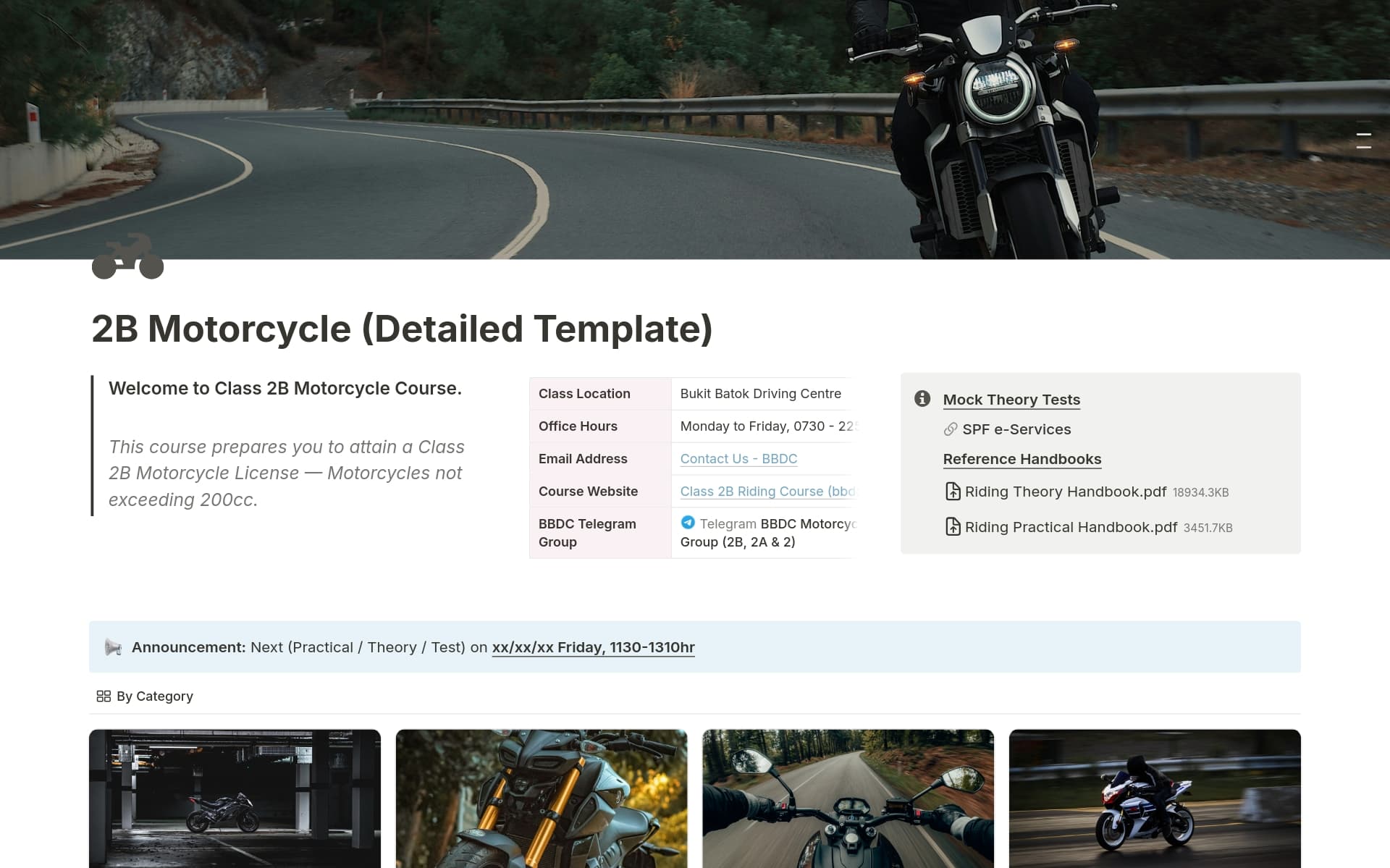 Detailed Motorcycle Lesson Plan Template | Notion Marketplace