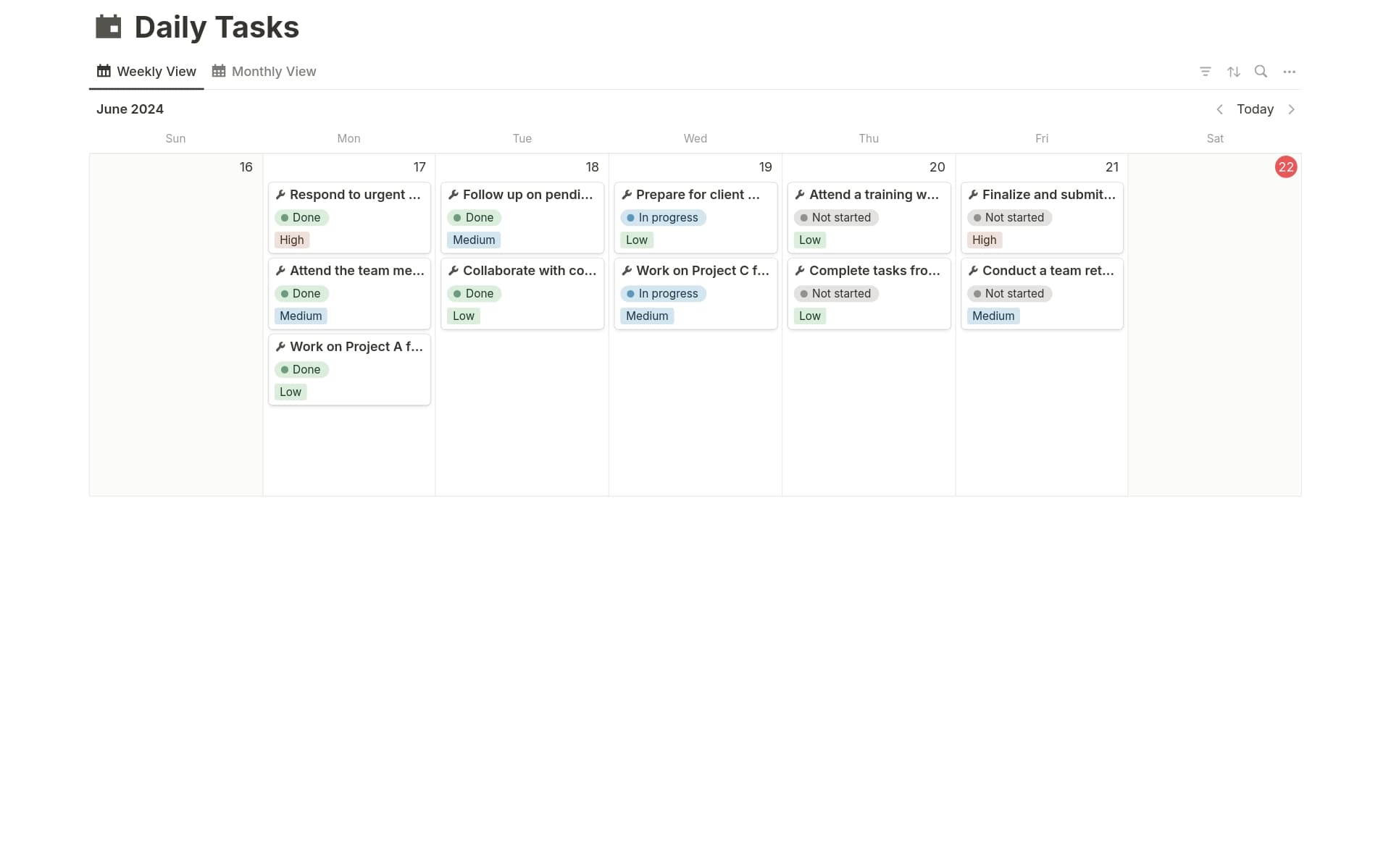 Daily Tasks Template | Notion Marketplace